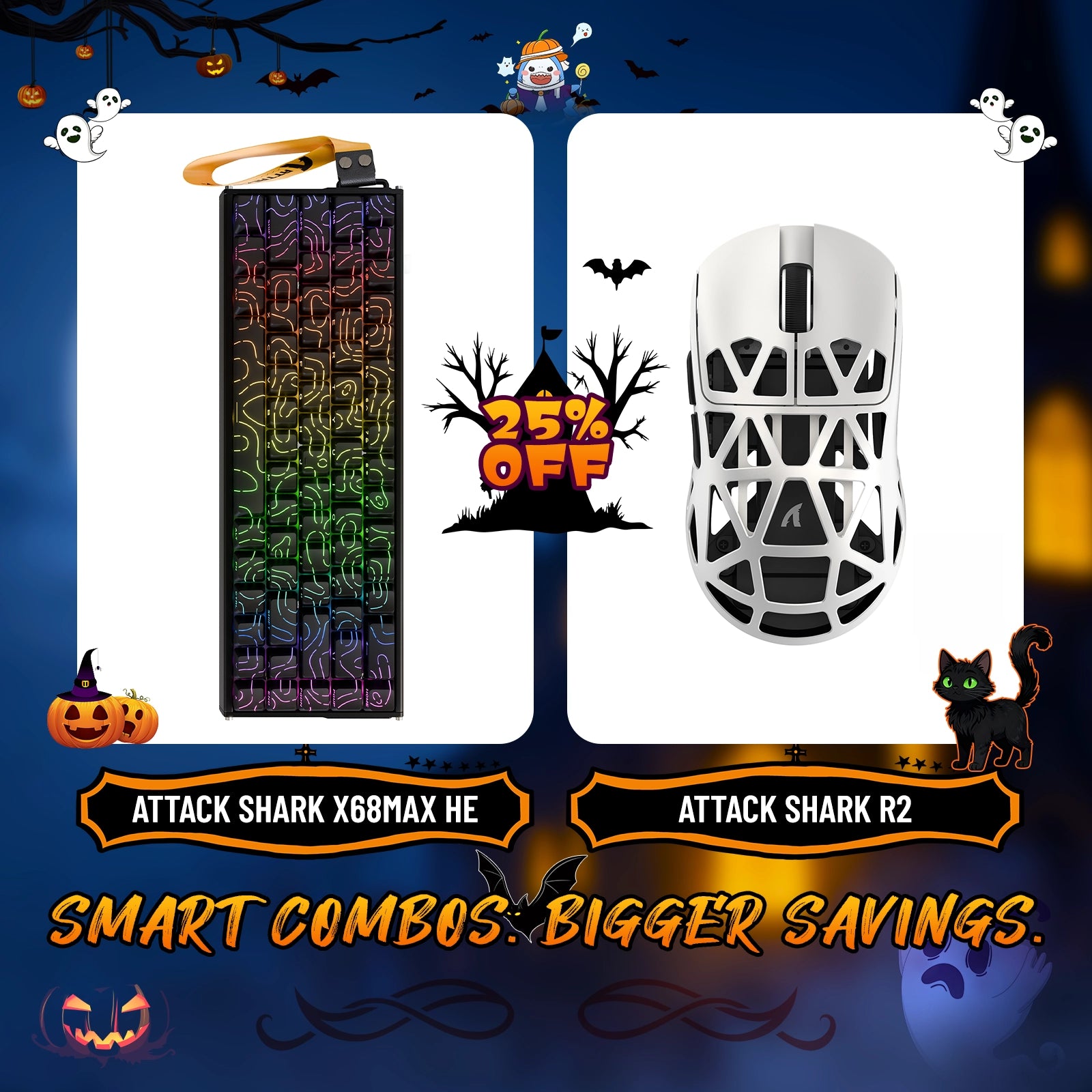 ATTACK SHARK X68MAX HE Rapid Trigger Aluminium-Tastatur + R2 Kabellose Gaming-Maus aus Magnesiumlegierung im Bundle