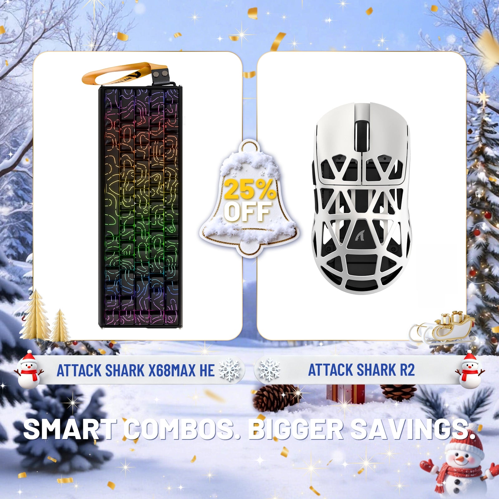 ATTACK SHARK X68MAX HE Rapid Trigger Aluminum Keyboard + R2 Magnesium Alloy Wireless Gaming Mouse Bundle
