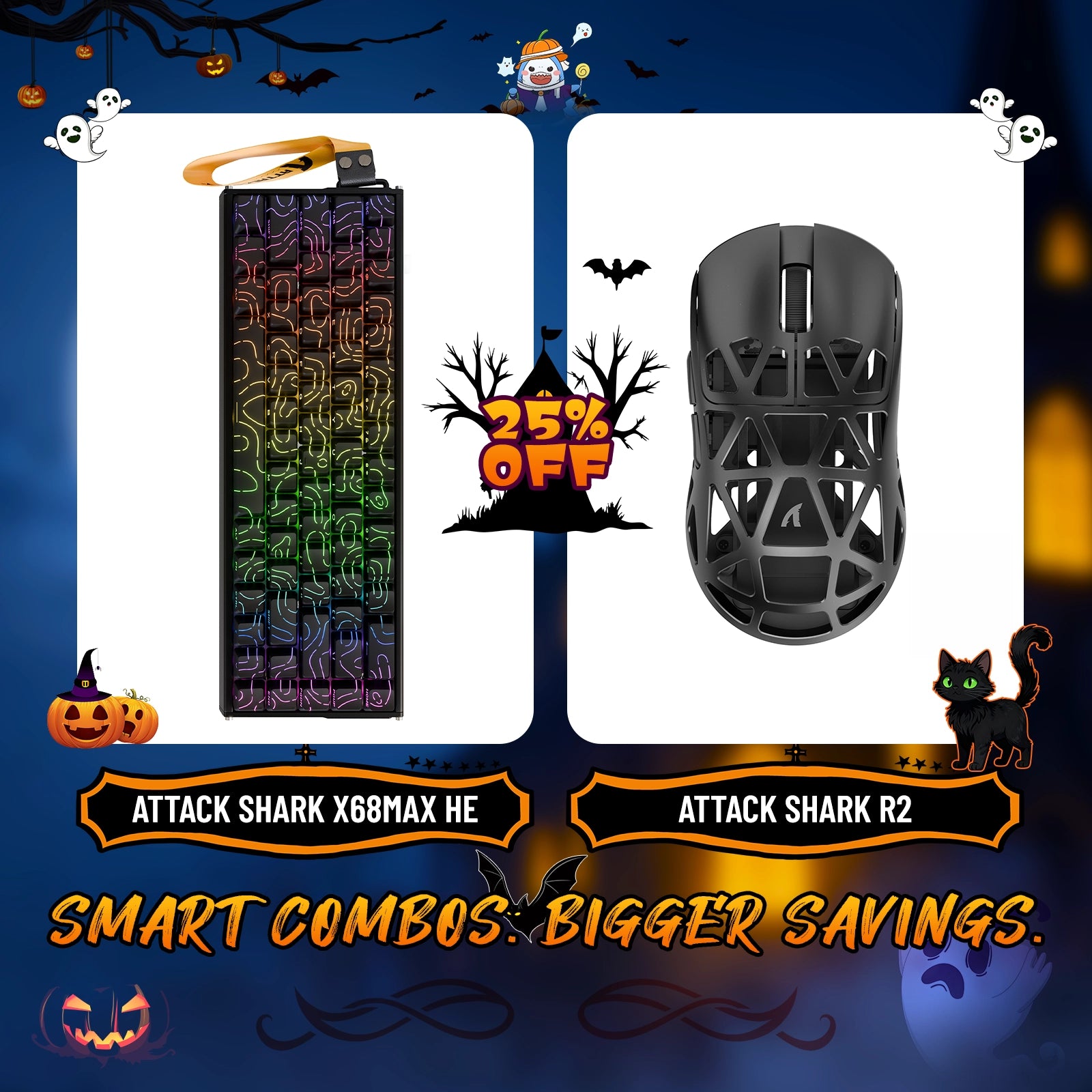 ATTACK SHARK X68MAX HE Rapid Trigger Aluminium-Tastatur + R2 Kabellose Gaming-Maus aus Magnesiumlegierung im Bundle