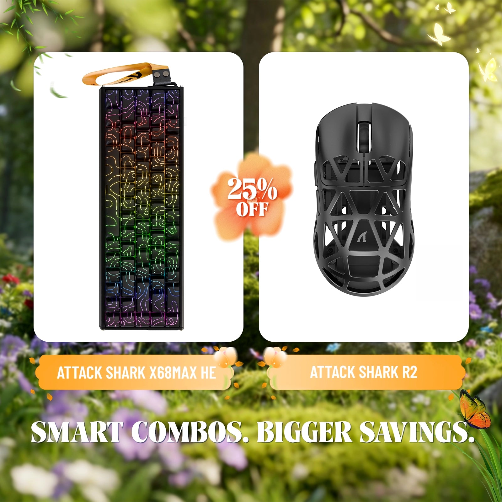 ATTACK SHARK X68MAX HE Rapid Trigger Aluminum Keyboard + R2 Magnesium Alloy Wireless Gaming Mouse Bundle