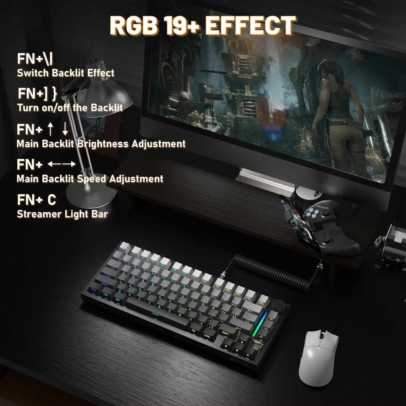 ATTACK SHARK X820ULTRA Mechanical Keyboard with C01ULTRA Coiled Cable