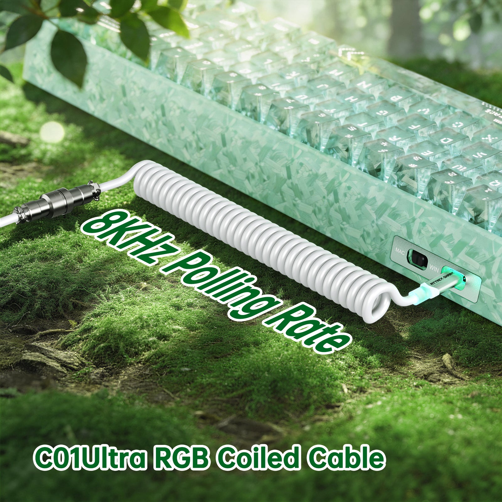 ATTACK SHARK R68 HE 카본 파이버 유선 래피드 트리거 마그네틱 스위치 키보드 (C01 울트라 RGB 코일드 케이블 포함)