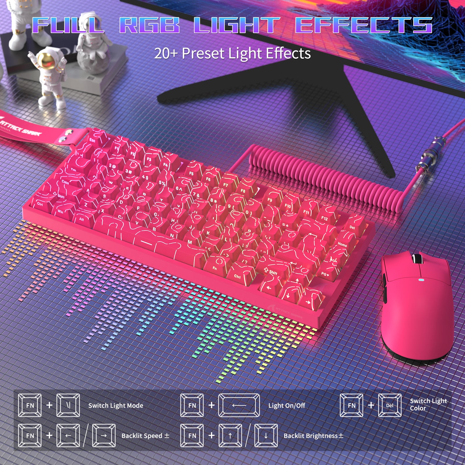 ATTACK SHARK R82 HE 有線 75% ゲーミングキーボード(C01ULTRA LEDケーブル付き)