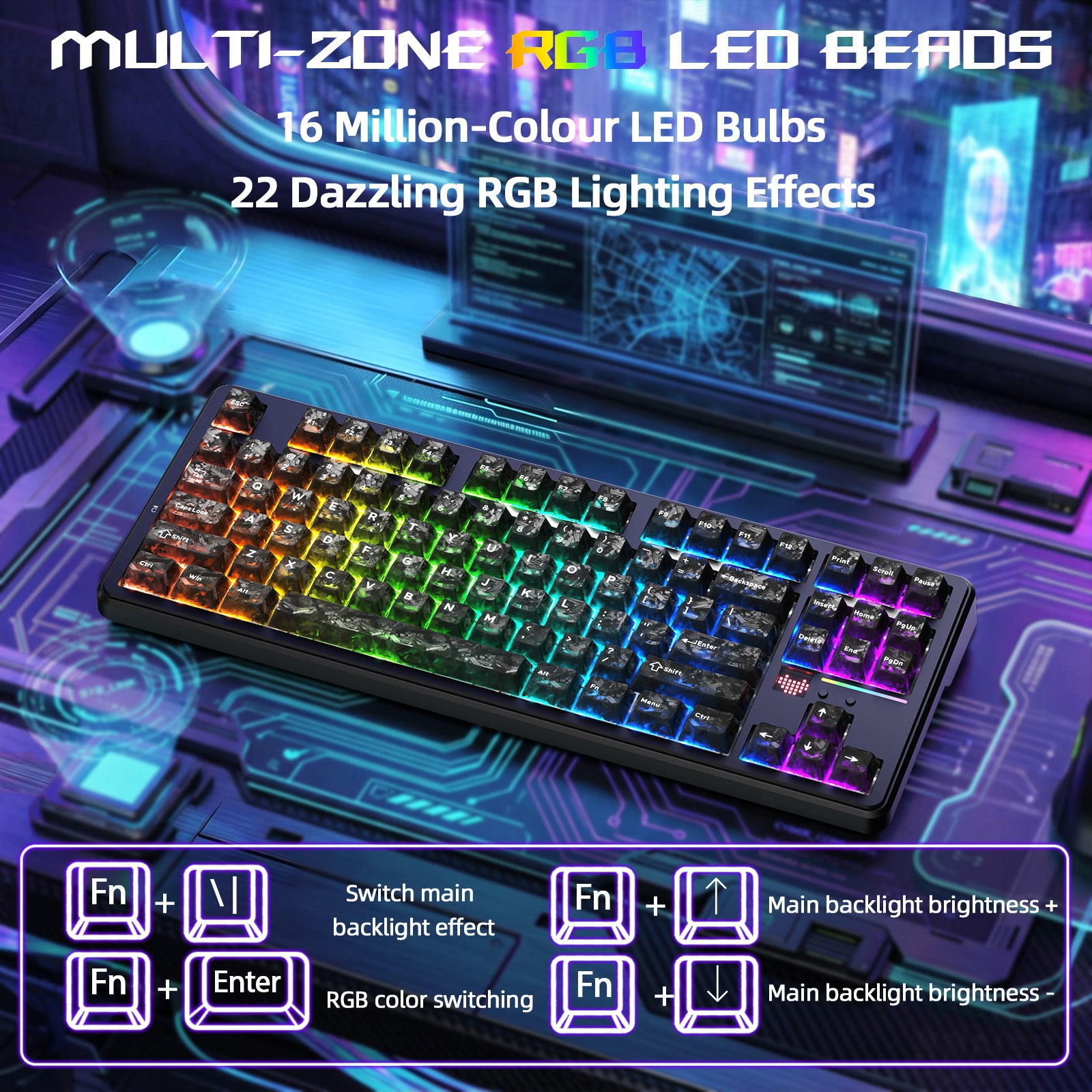 ATTACK SHARK X87 ULTRA 무선 게이밍 키보드 8KHz 수신기 및 RGB 코일 케이블 포함