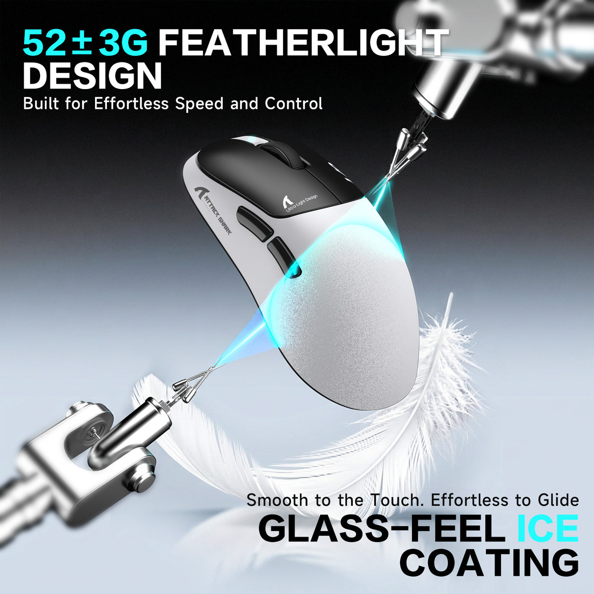 ATTACK SHARK V2 AIR PAW3955MAX Ergonomic Wireless Gaming Mouse
