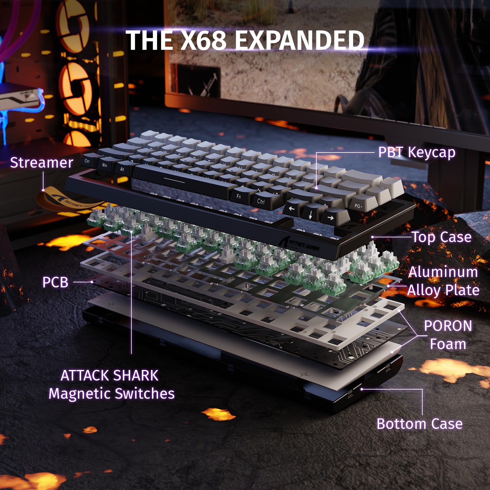 ATTACK SHARK X68HE Magnetic Keyboard with X3 Gaming Mouse Set