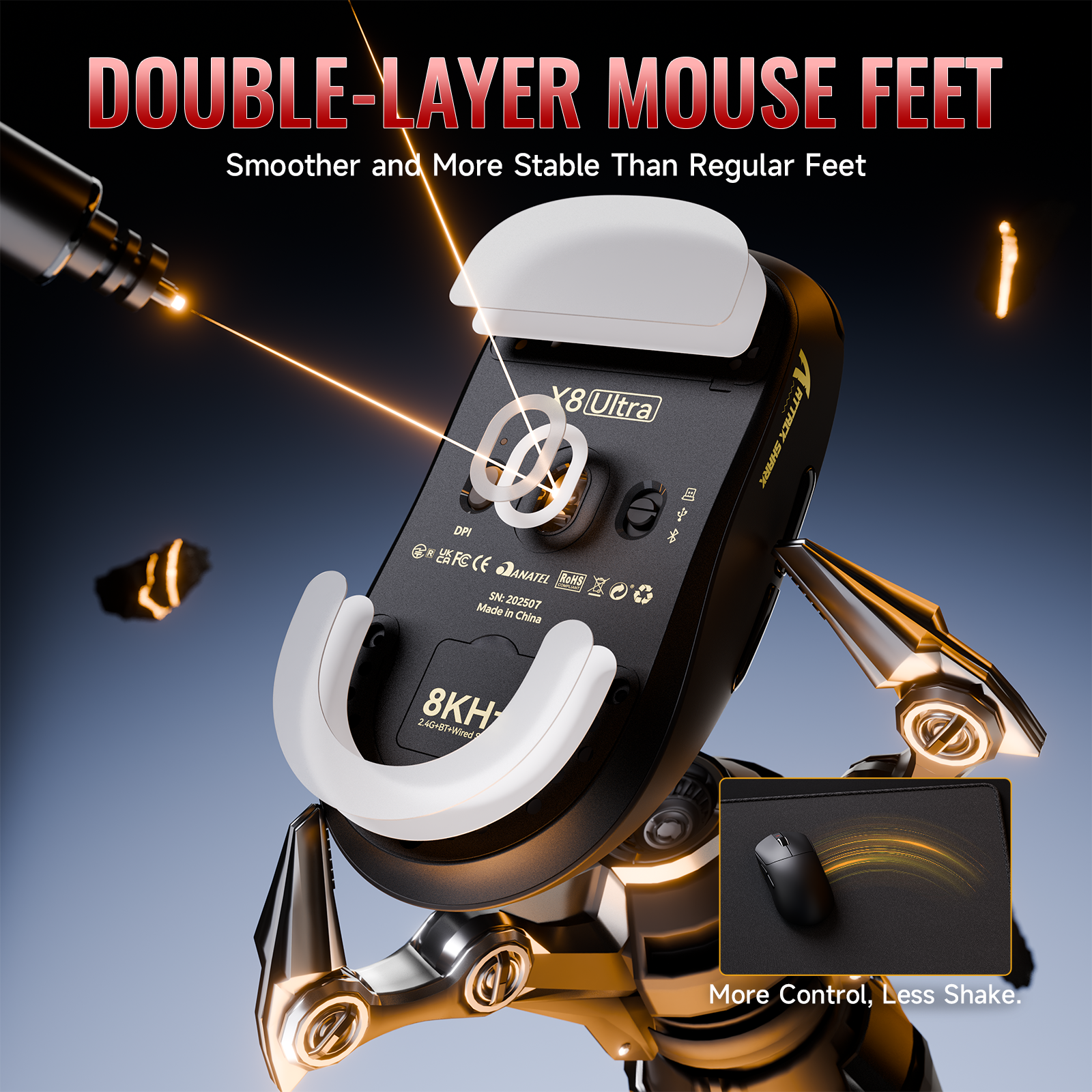 ATTACK SHARK X8 Series Tri-mode Lightweight Wireless Gaming Mouse