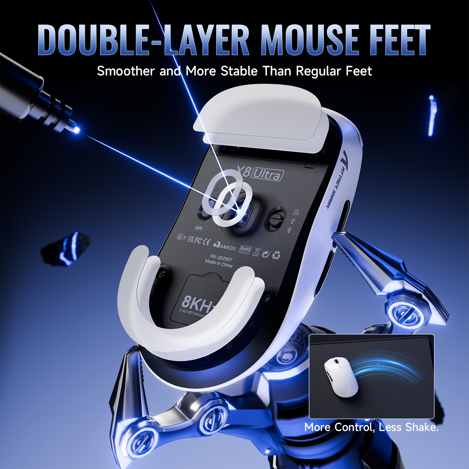 ATTACK SHARK X8 Series Tri-mode Lightweight Wireless Gaming Mouse