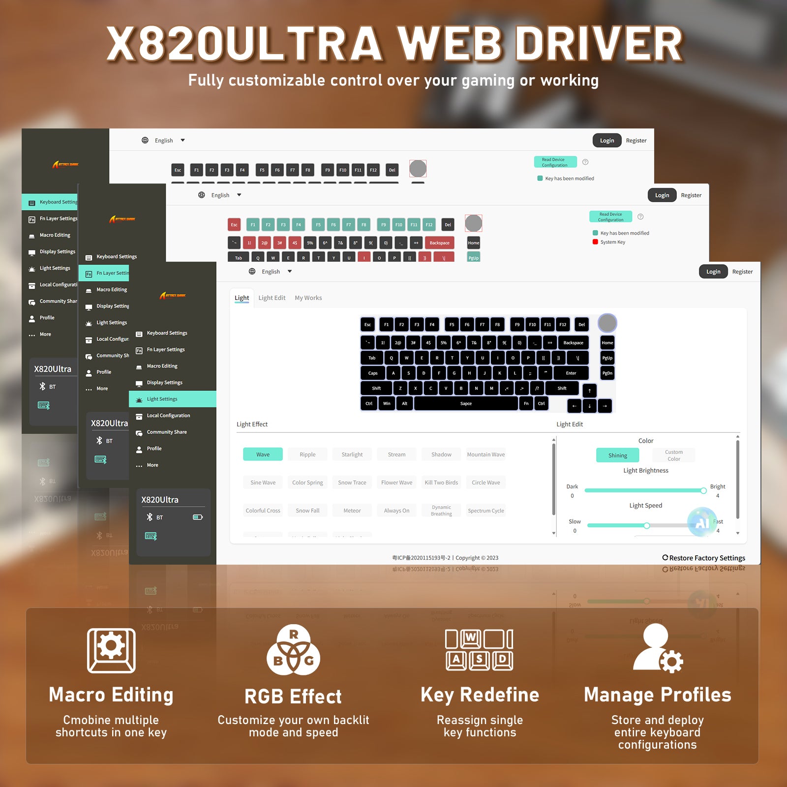 ATTACK SHARK X820ULTRA Mechanical Keyboard with C01ULTRA Coiled Cable