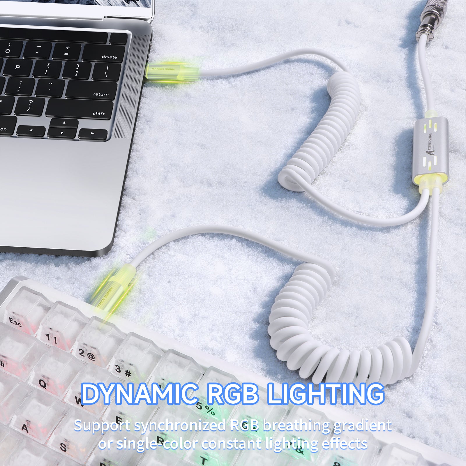 ATTACK SHARK C08 2-in-1 맞춤형 항공 케이블, 8kHz 마그네틱 키보드용