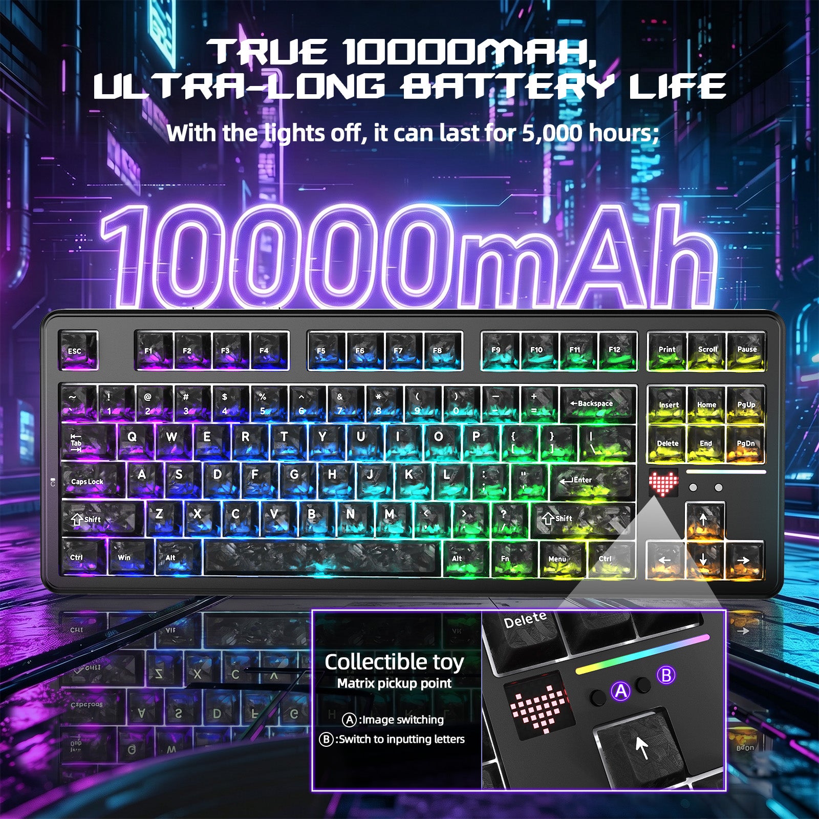 ATTACK SHARK X87 ULTRA 무선 게이밍 키보드 8KHz 수신기 및 RGB 코일 케이블 포함