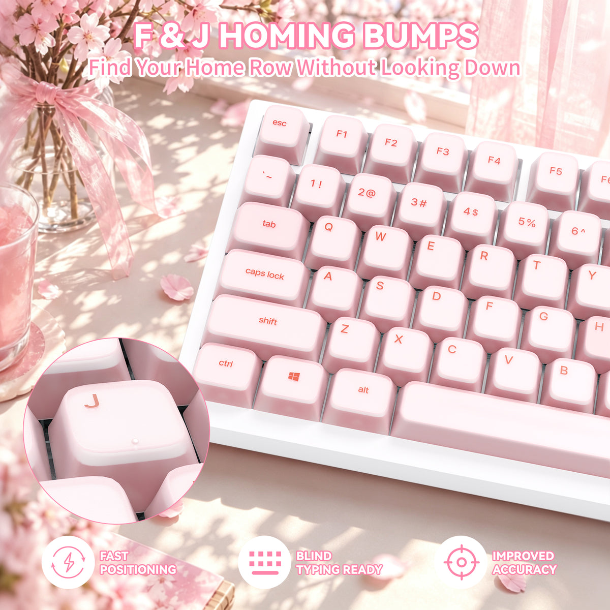 ATTACK SHARK SK01 113 toetsen siliconenkeycaps, Cherry-profiel, ANSI, roze
