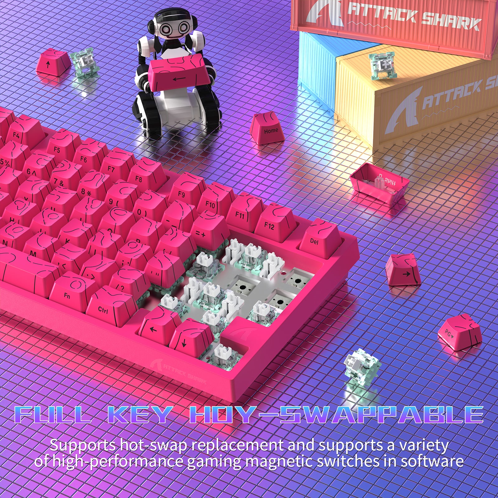 Teclado para juegos con cable ATTACK SHARK R82 HE 75% con cable LED C01ULTRA