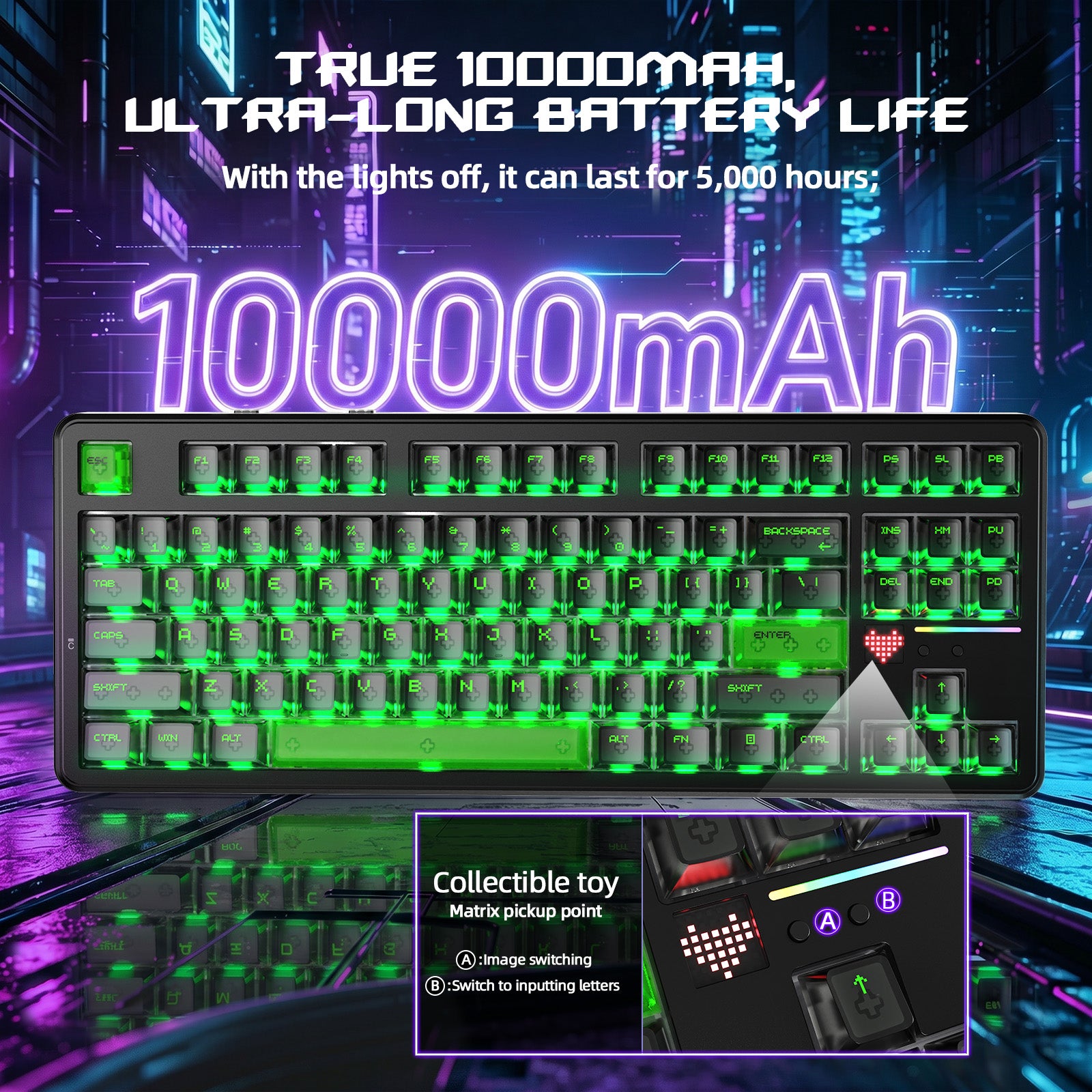 ATTACK SHARK X87 ULTRA 무선 게이밍 키보드 8KHz 수신기 및 RGB 코일 케이블 포함