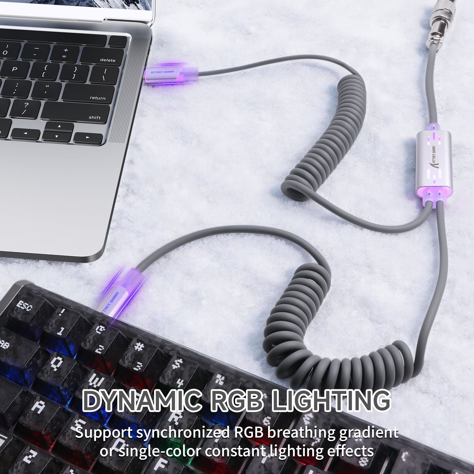 ATTACK SHARK C08 2-in-1 맞춤형 항공 케이블, 8kHz 마그네틱 키보드용