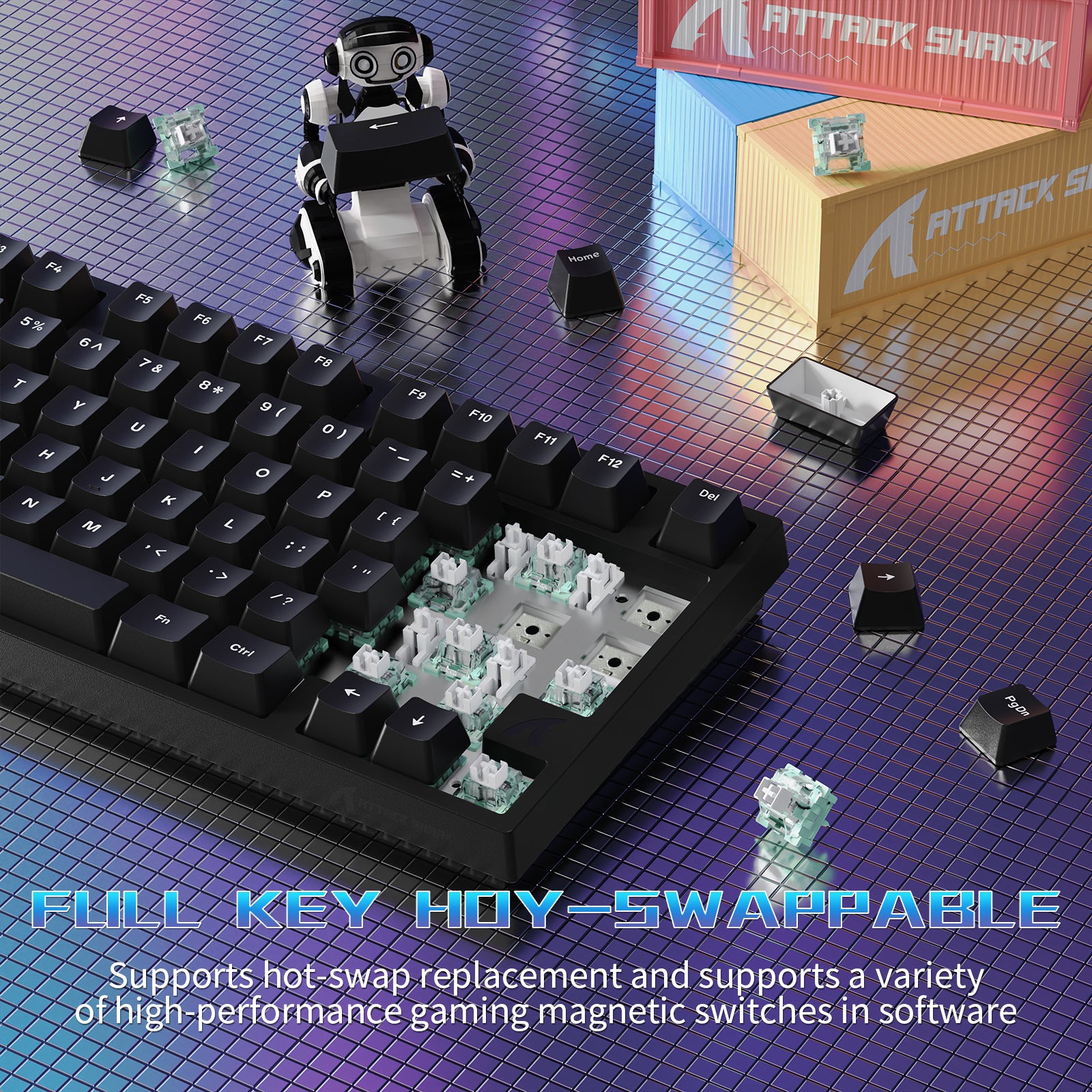 ATTACK SHARK R82 HE 有線 75% ゲーミングキーボード(C01ULTRA LEDケーブル付き)