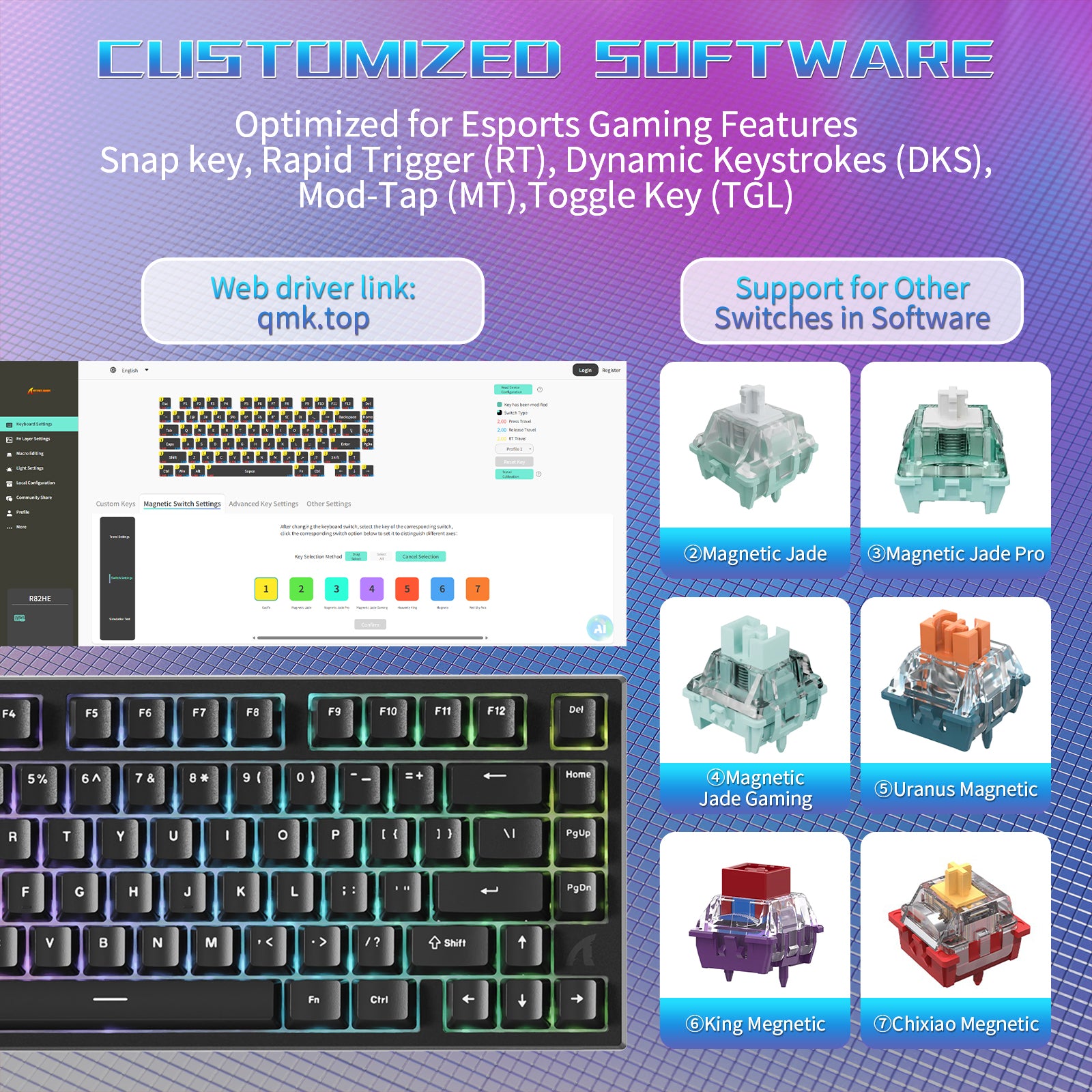 Teclado para juegos con cable ATTACK SHARK R82 HE 75% con cable LED C01ULTRA