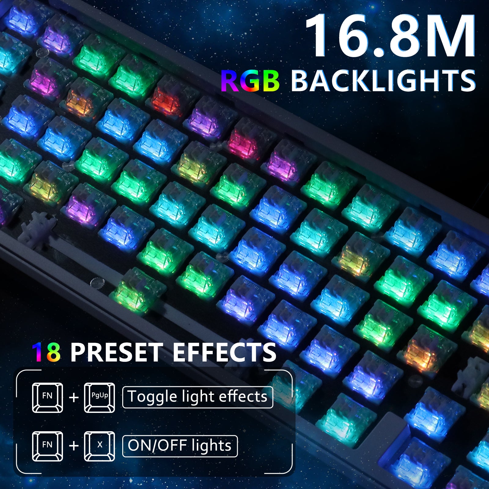 ATTACK SHARK X65 HE Keyboard with 16.8M RGB Backlights and Preset Effects