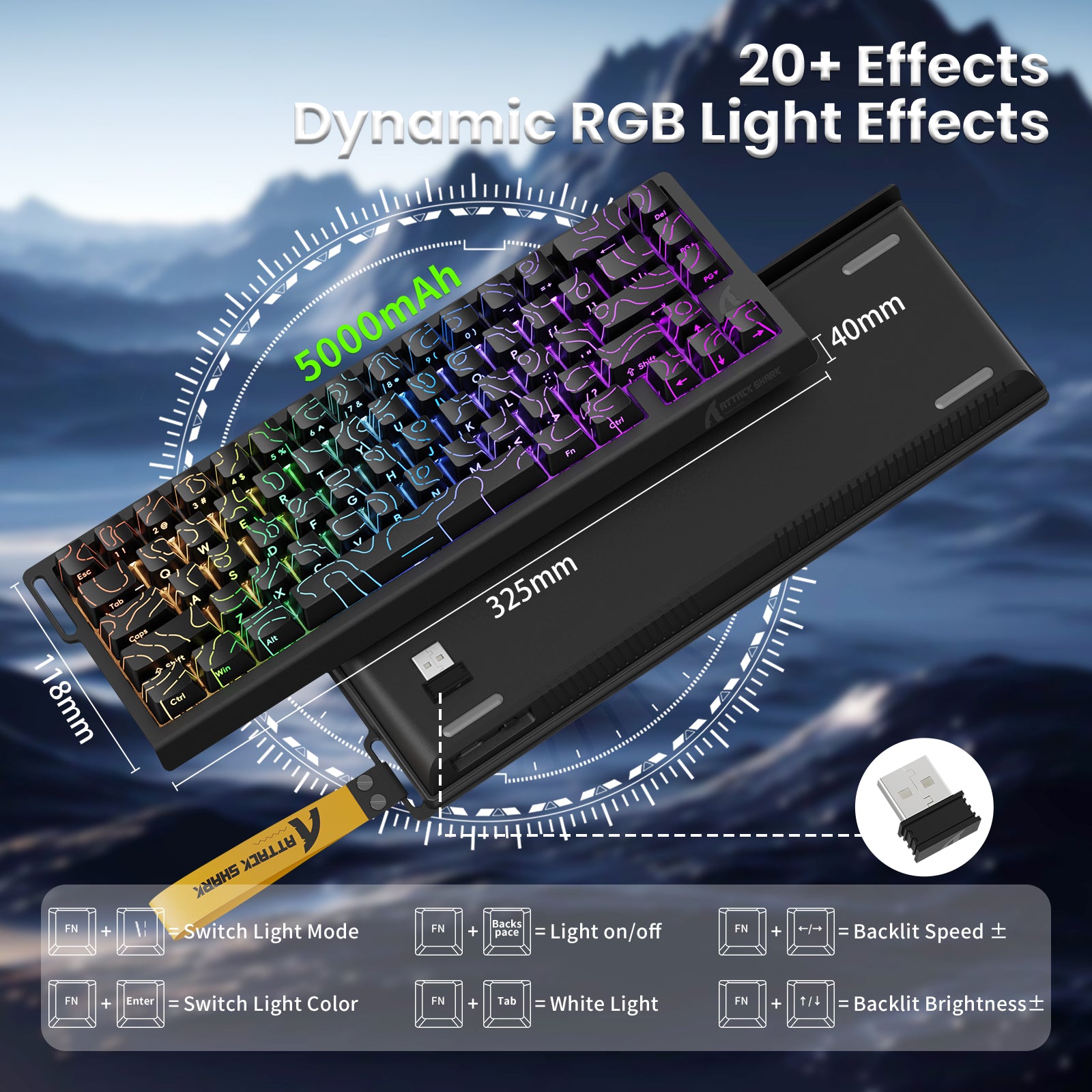 ATTACK SHARK X68PRO HE Kabellose Rapid Trigger-Tastatur mit Spiralkabel