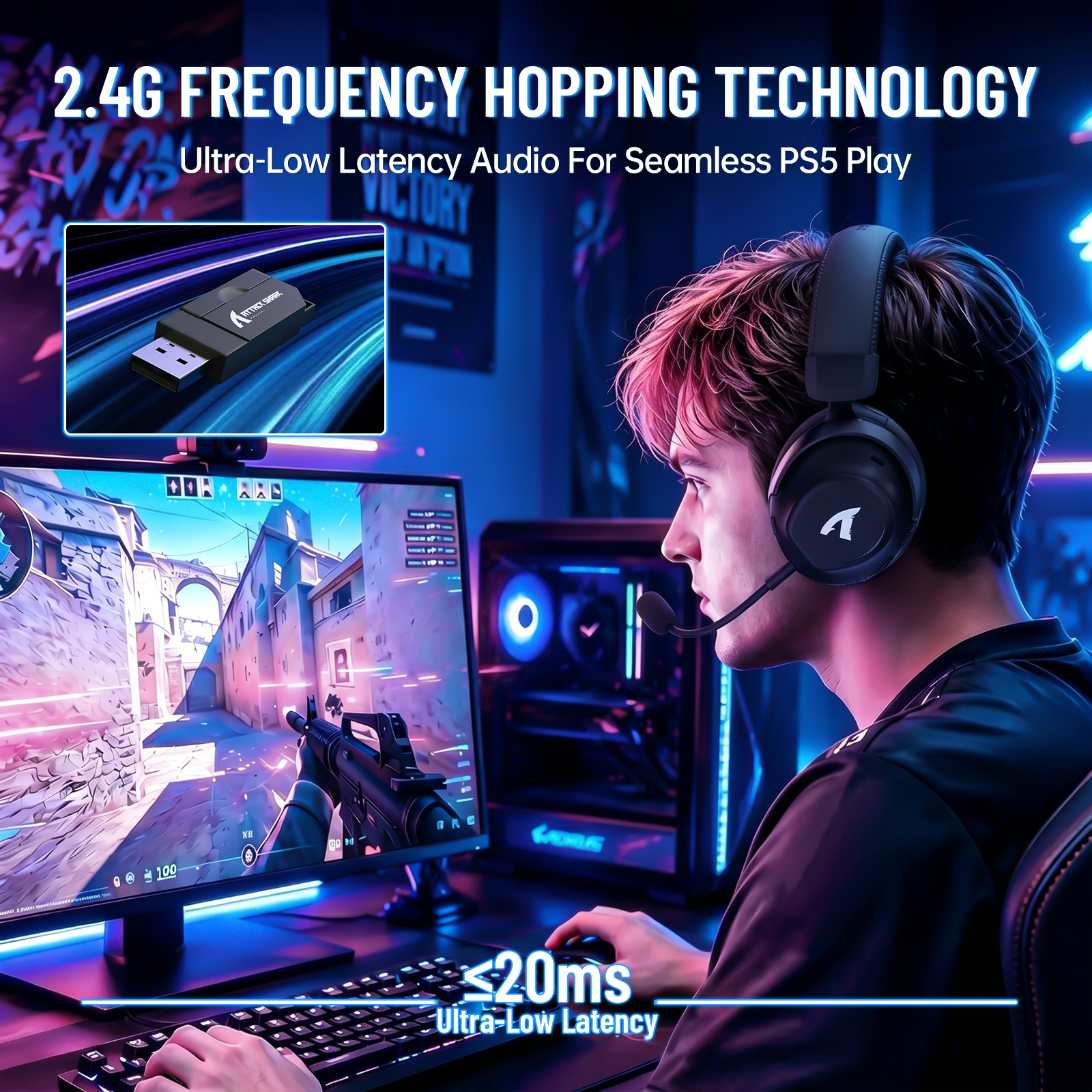 ATTACK SHARK L50PRO Tri-Mode Wireless Gaming Headset