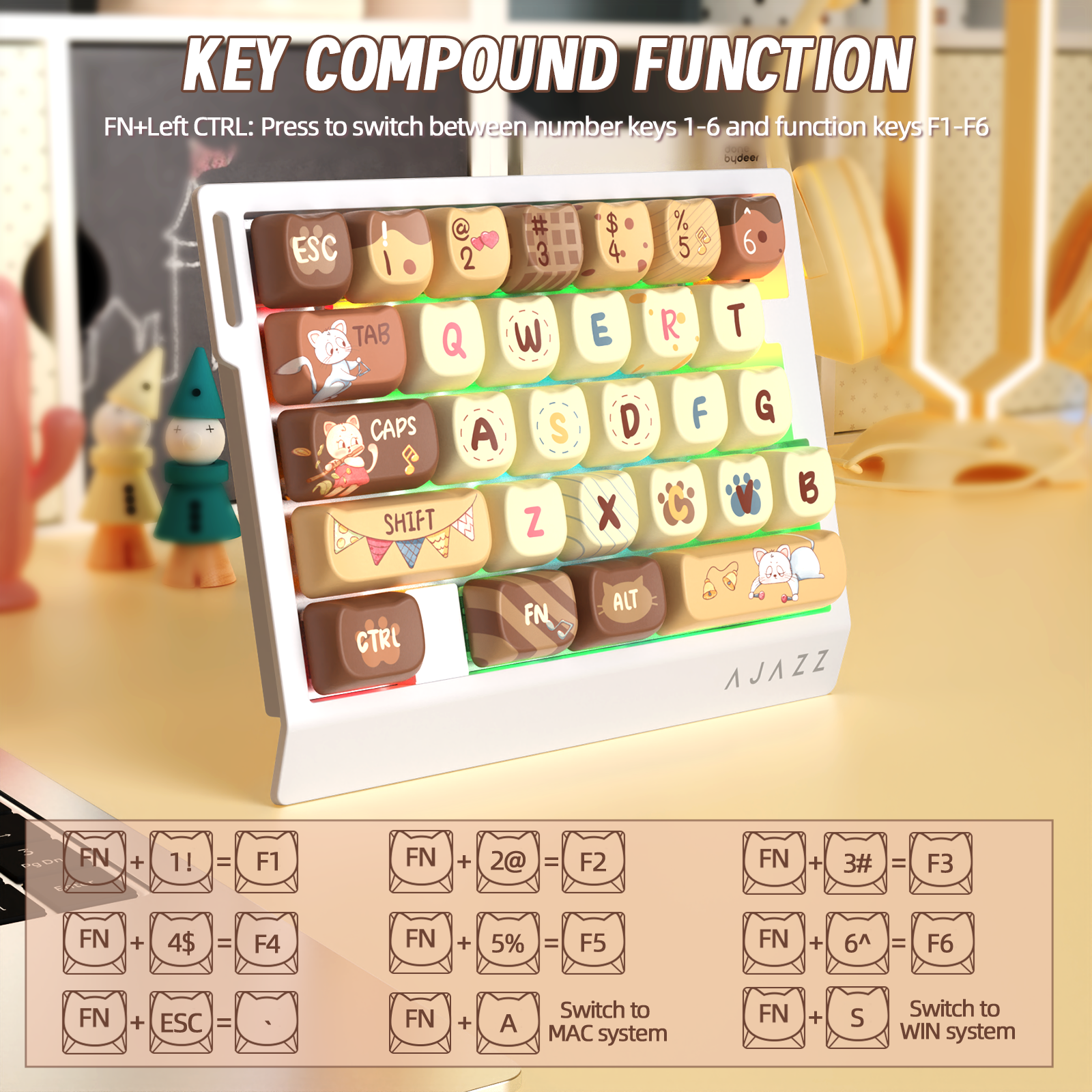 ATTACK SHARK X AJAZZ AK029 Wired One-Handed Gaming Keyboard