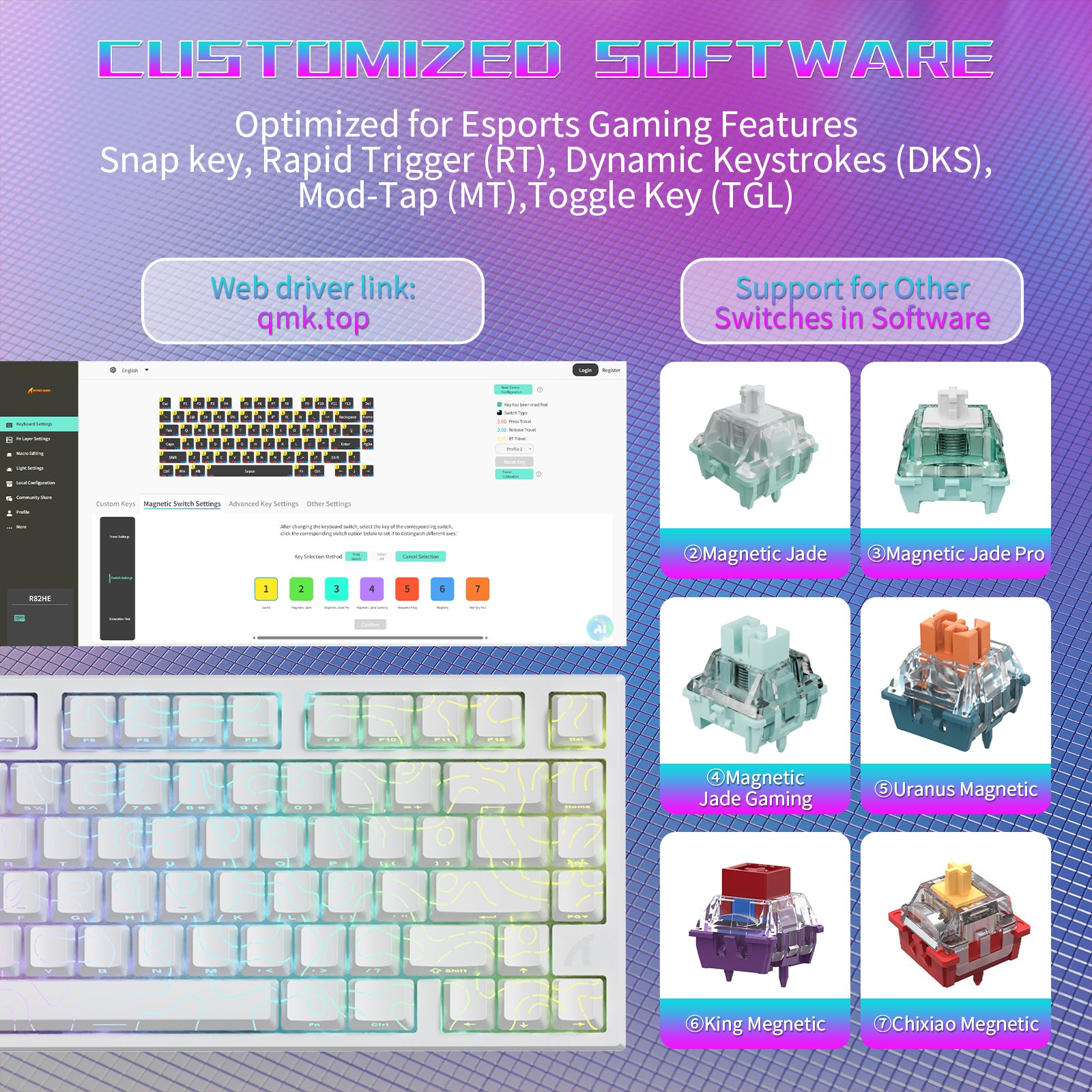 ATTACK SHARK R82 HE 有線 75% ゲーミングキーボード(C01ULTRA LEDケーブル付き)