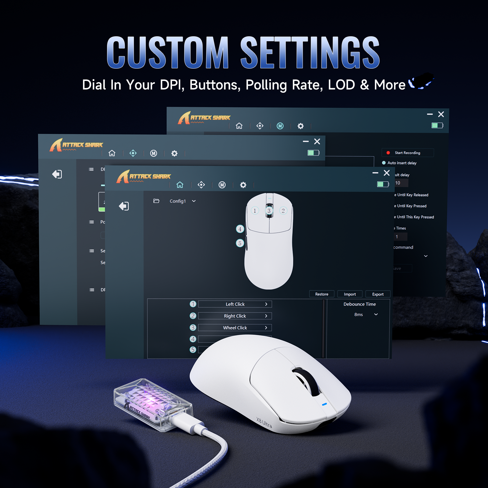 ATTACK SHARK X8 Series Tri-mode Lightweight Wireless Gaming Mouse