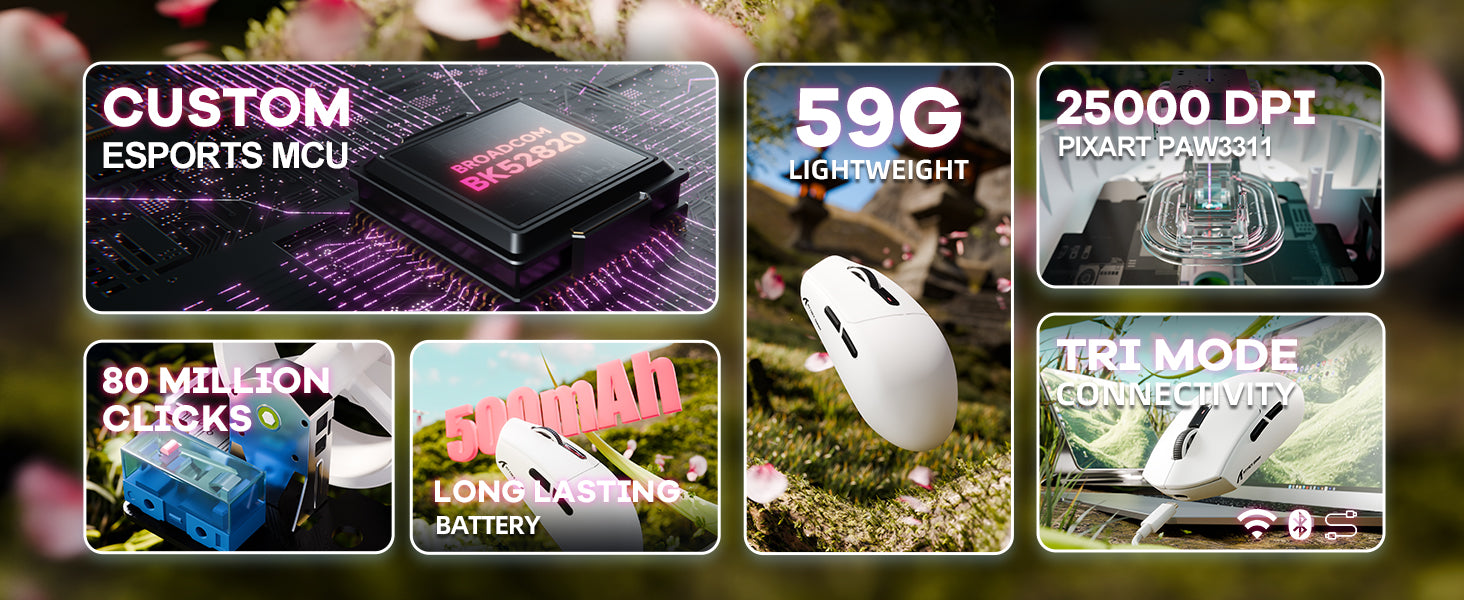 ATTACK SHARK G3 Tri-mode Wireless Gaming Mouse 25000 DPI Ultra Lightweight