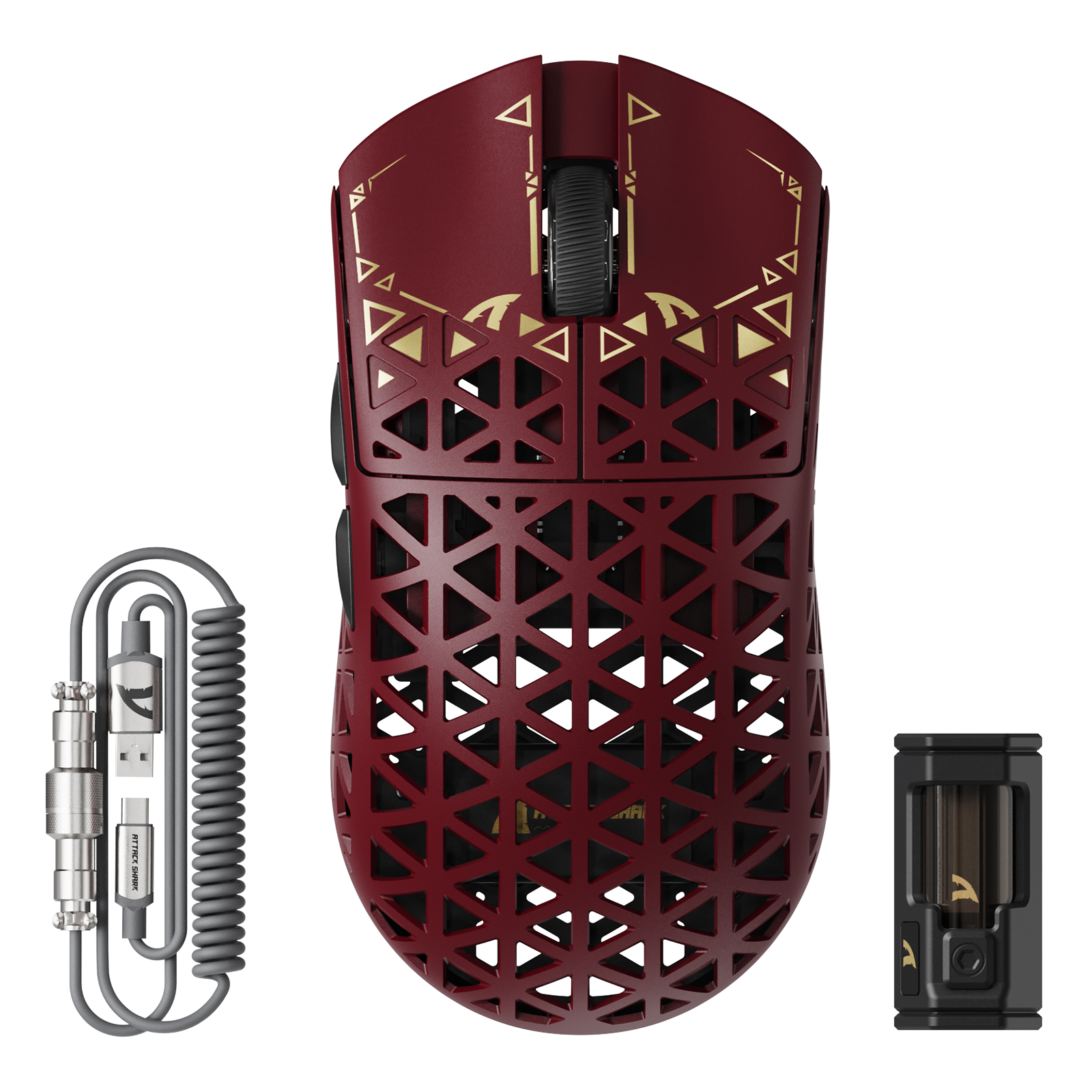 Souris de jeu sans fil ATTACK SHARK R5 Ultra en fibre de carbone 8K PAW3950MAX avec câble spiralé 8K
