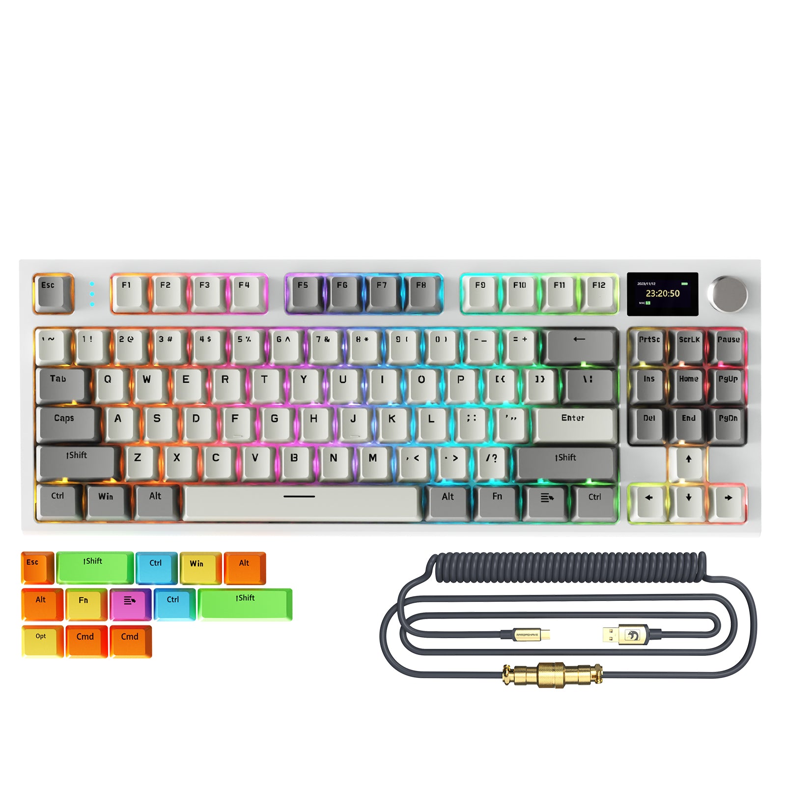 ATTACK SHARK K86 Clavier mécanique sans fil avec câble enroulé