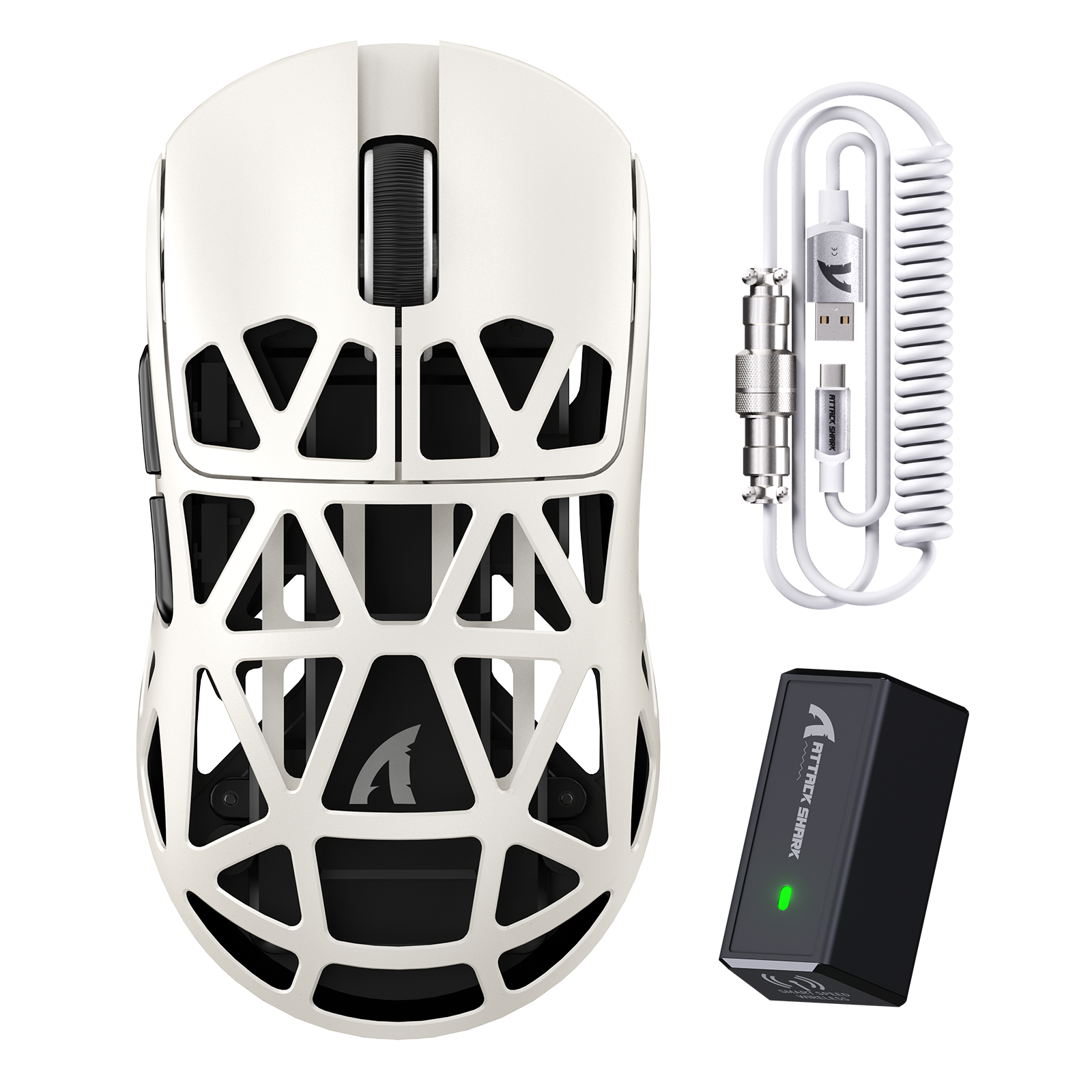 ATTACK SHARK R2 Ratón para Juegos PAW3950 de Aleación de Magnesio 8K con Cable en Espiral para Ratón (No Incluye la Base de Carga)