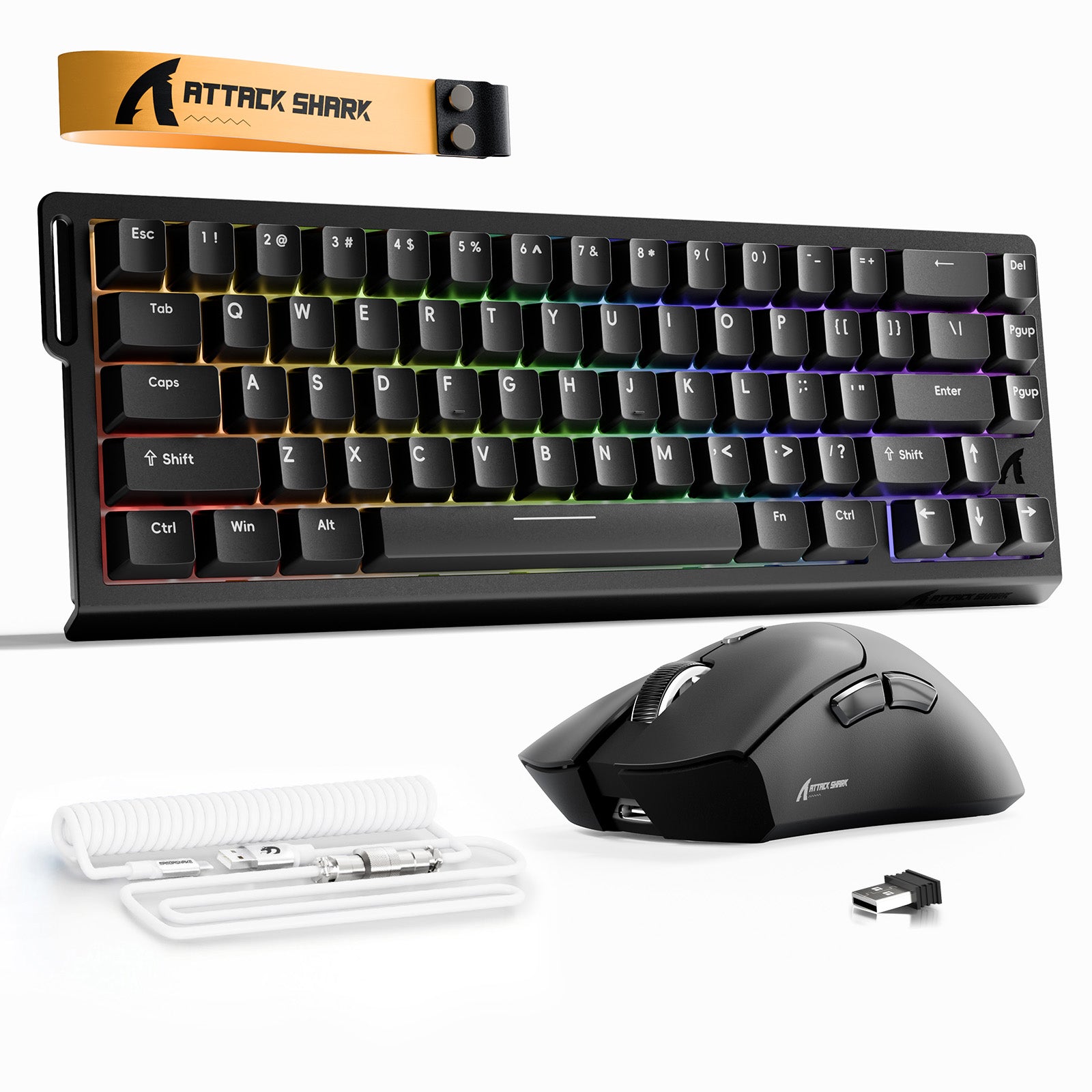 Pack Clavier Rapid Trigger ATTACK SHARK X68HE + Souris Gaming Sans Fil R1 + Câble en Spirale C01