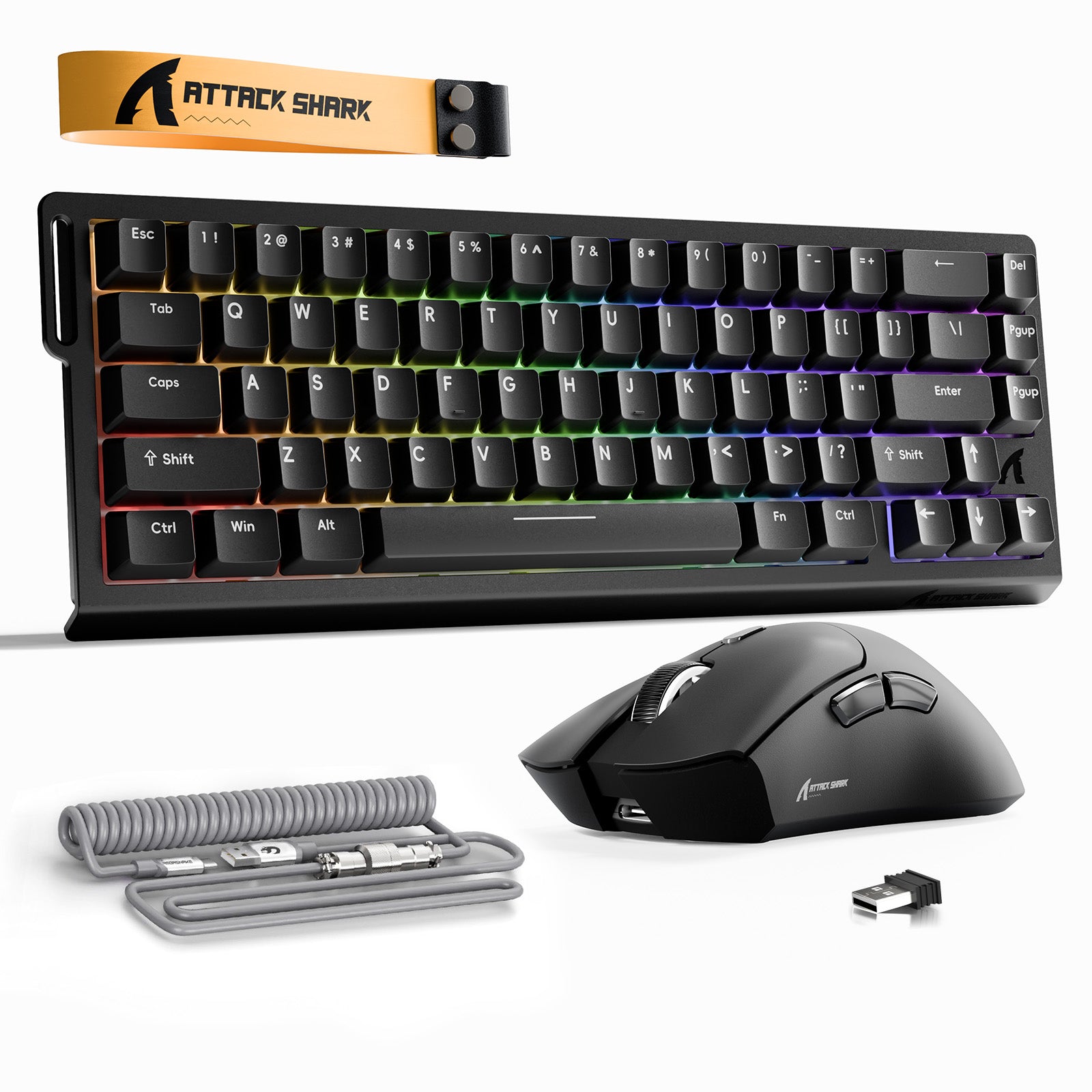 Pack Clavier Rapid Trigger ATTACK SHARK X68HE + Souris Gaming Sans Fil R1 + Câble en Spirale C01