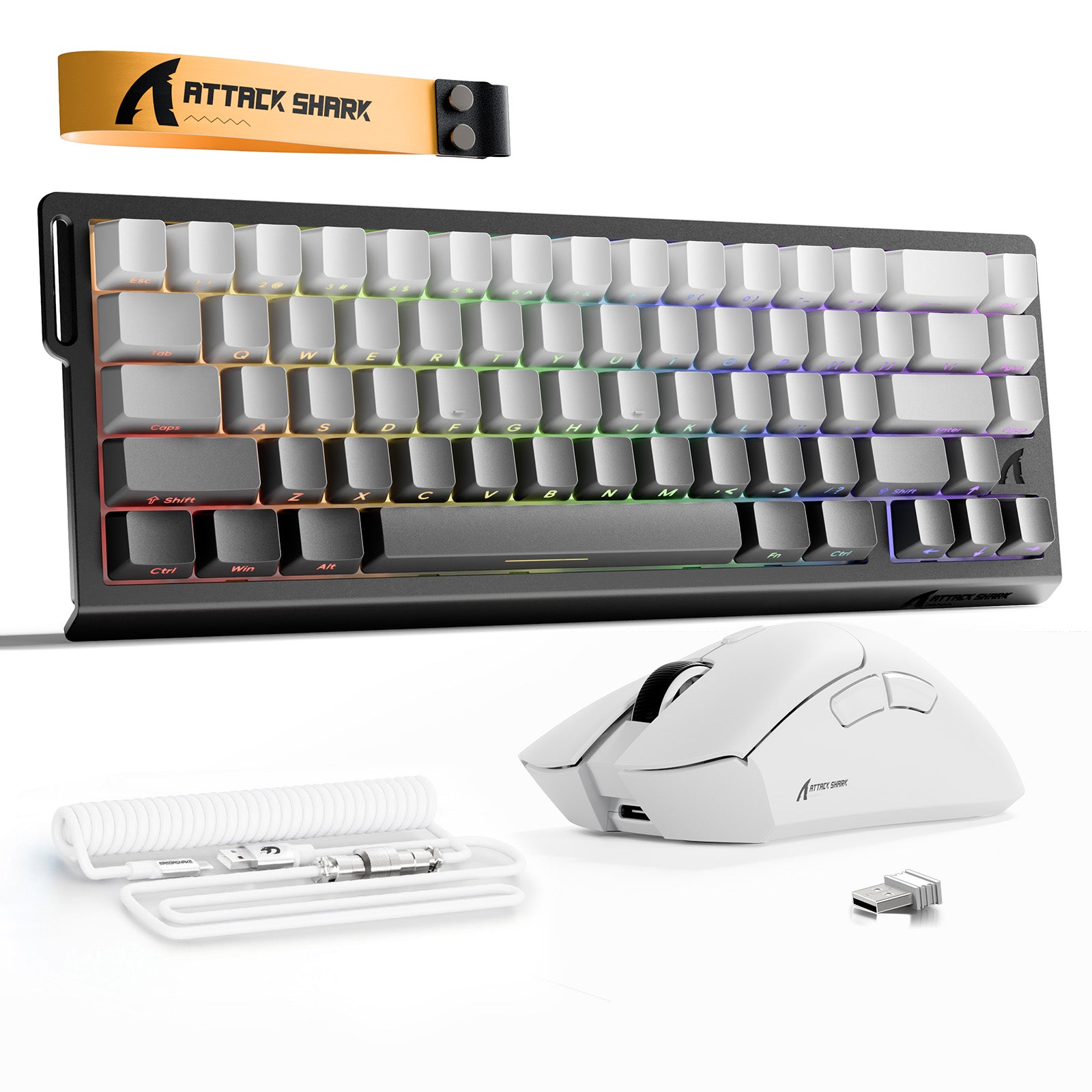 Pack Clavier Rapid Trigger ATTACK SHARK X68HE + Souris Gaming Sans Fil R1 + Câble en Spirale C01