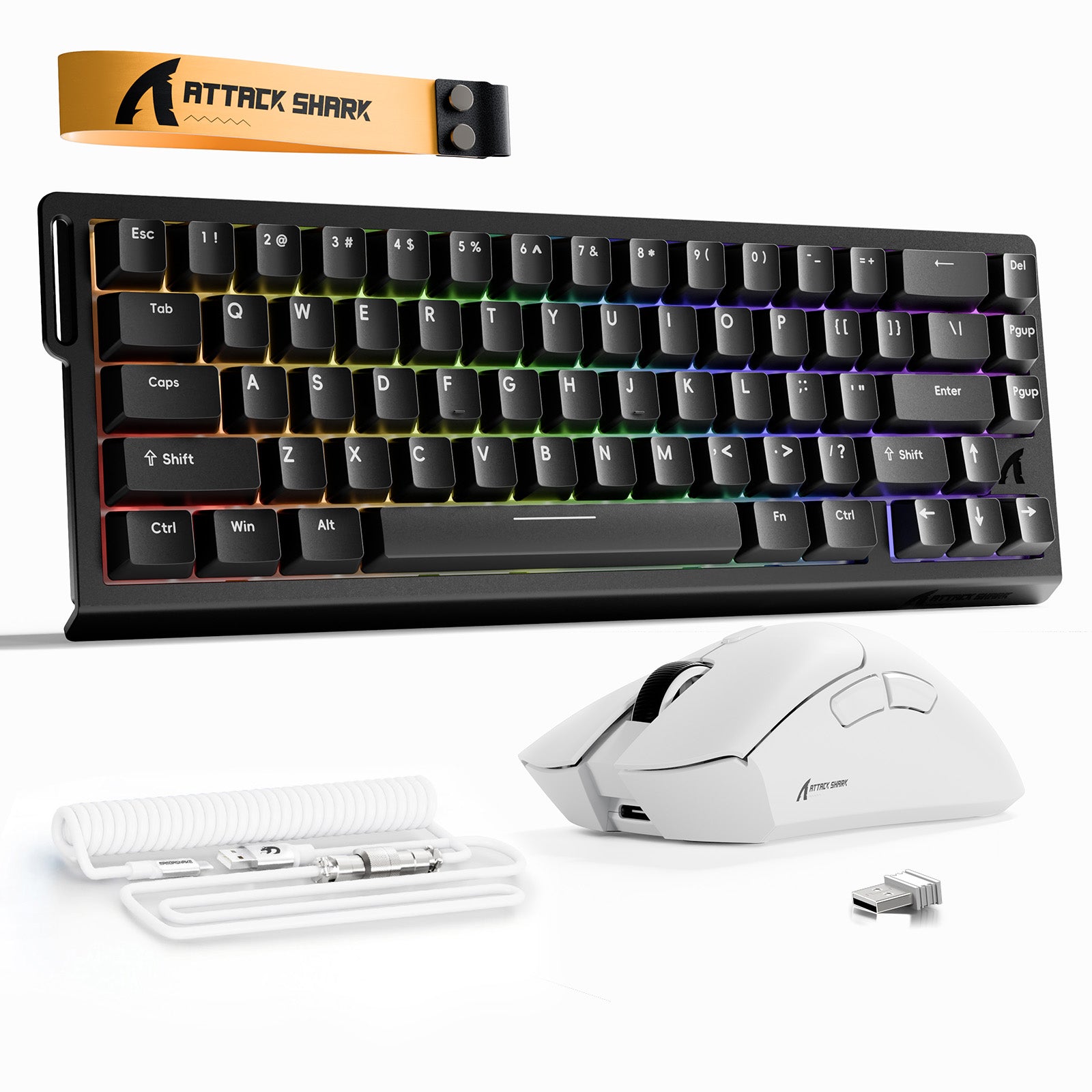 Pack Clavier Rapid Trigger ATTACK SHARK X68HE + Souris Gaming Sans Fil R1 + Câble en Spirale C01