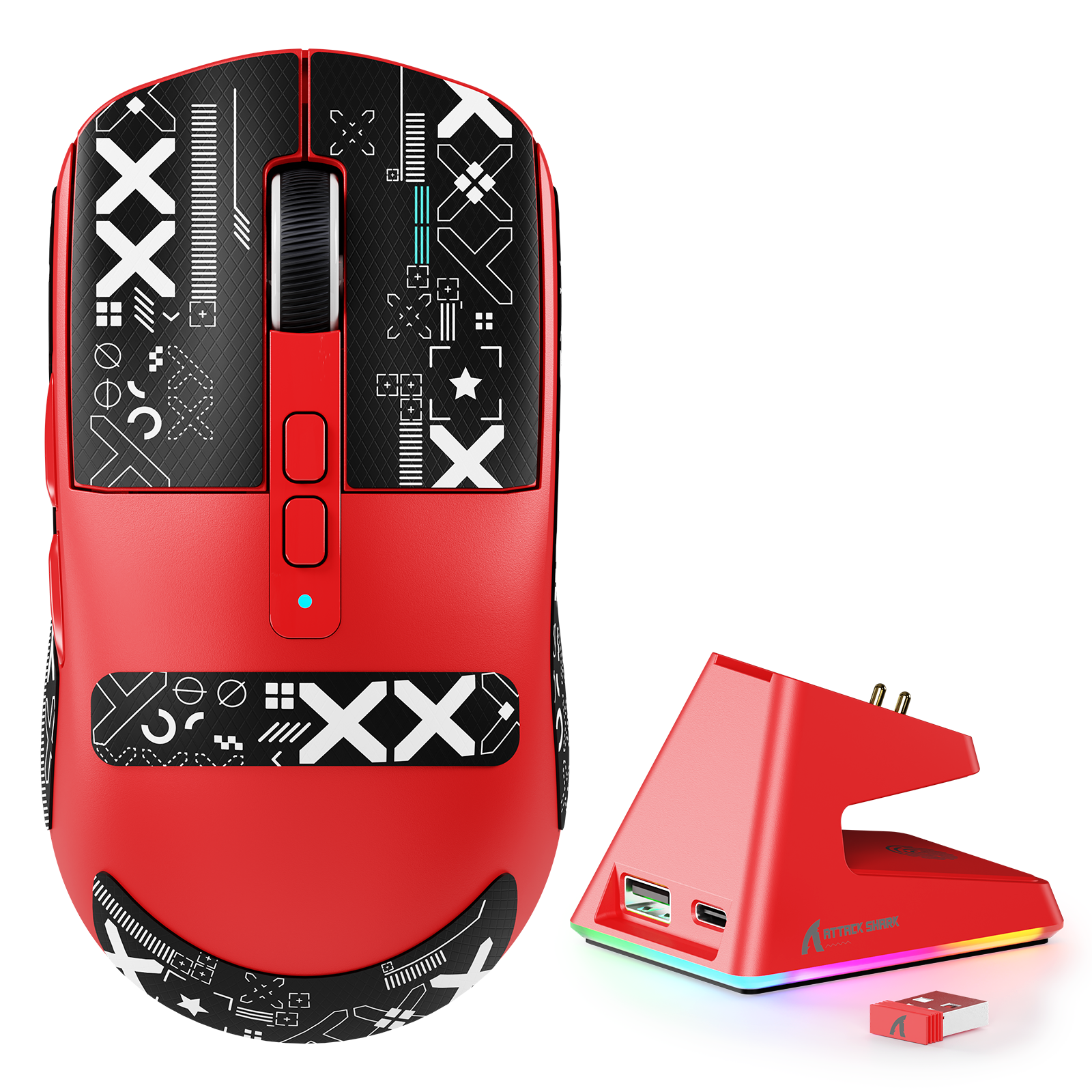 ATTACK SHARK X6 Souris de jeu à trois modes avec station de charge