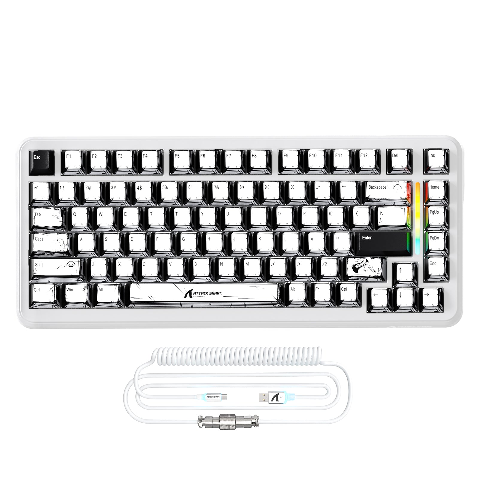 ATTACK SHARK X82PRO HE Magnetisch Toetsenbord Met C01Ultra RGB Opgerolde Kabel