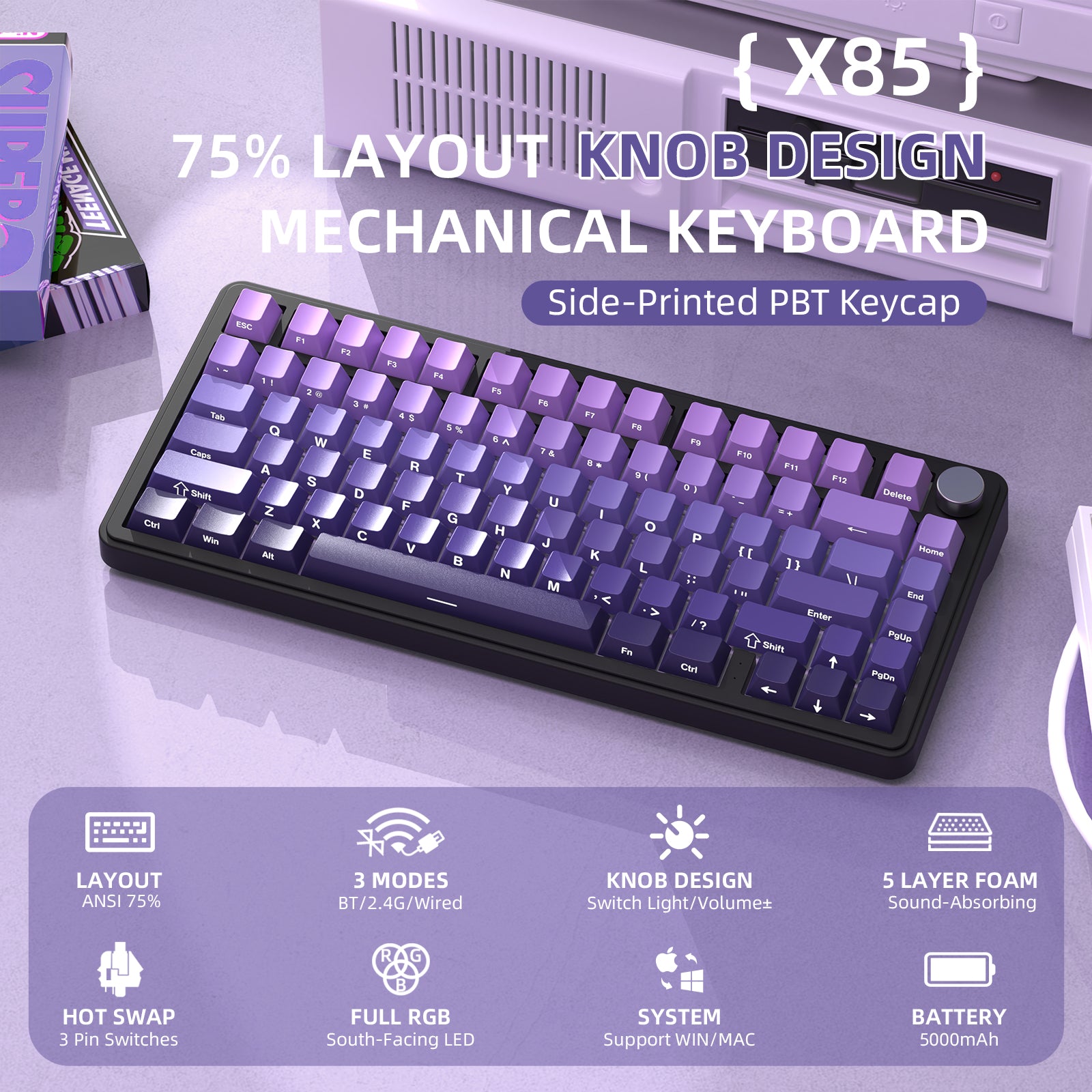 ATTACK SHARK X85 Wireless Mechanical Keyboard