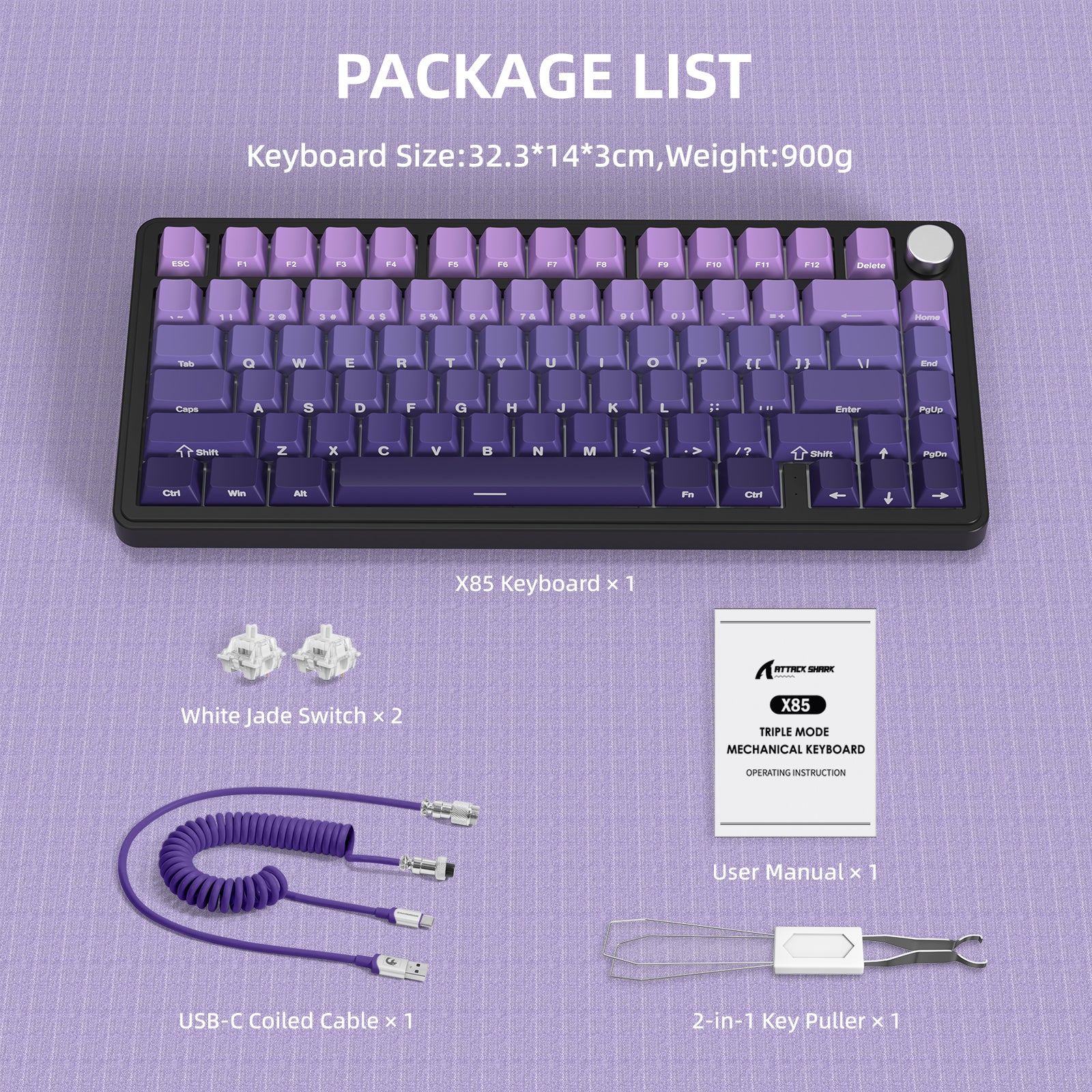 ATTACK SHARK X85 Wireless Mechanical Keyboard