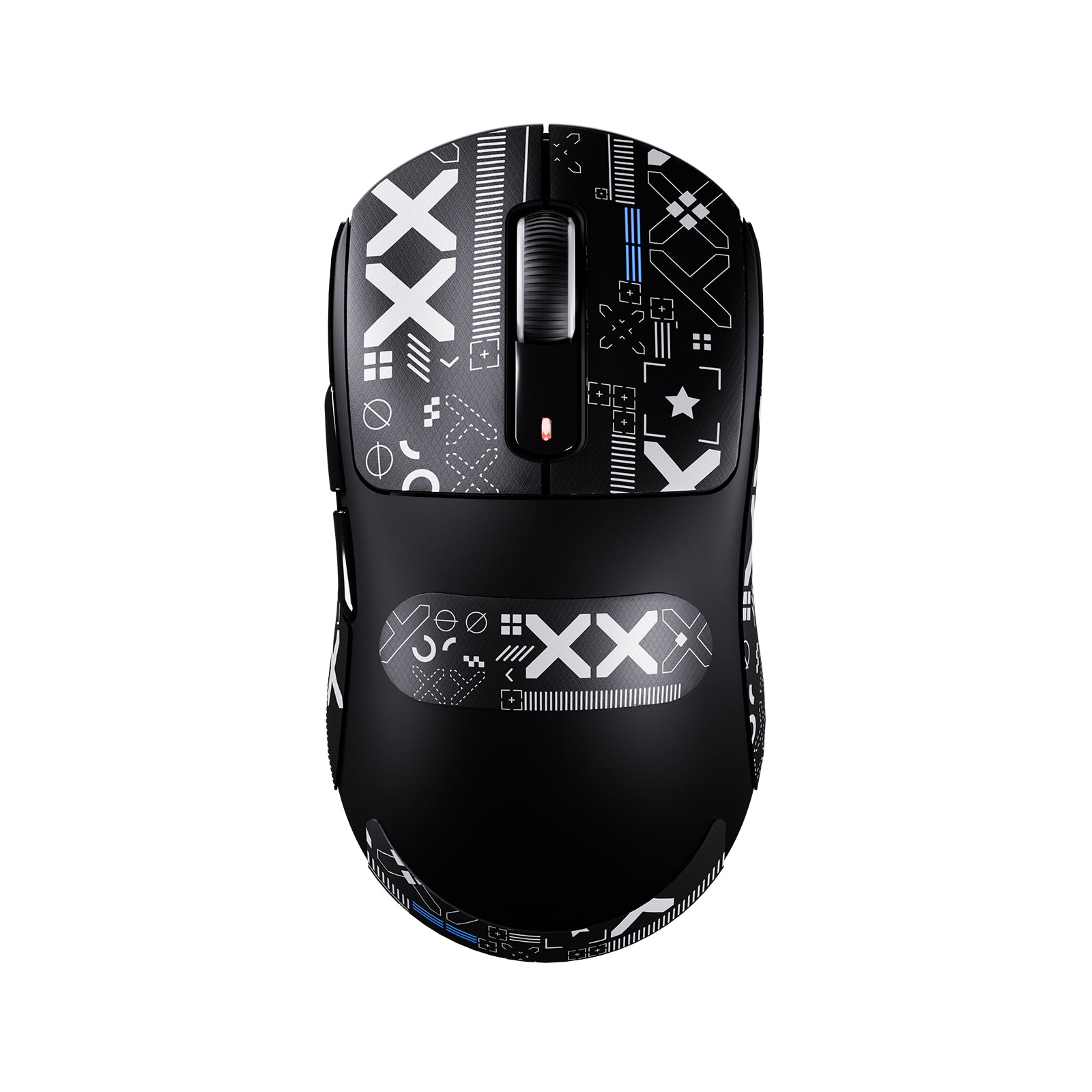 ATTACK SHARK X3 Wireless Gaming Mouse with unique white graphic design, black, ergonomic design