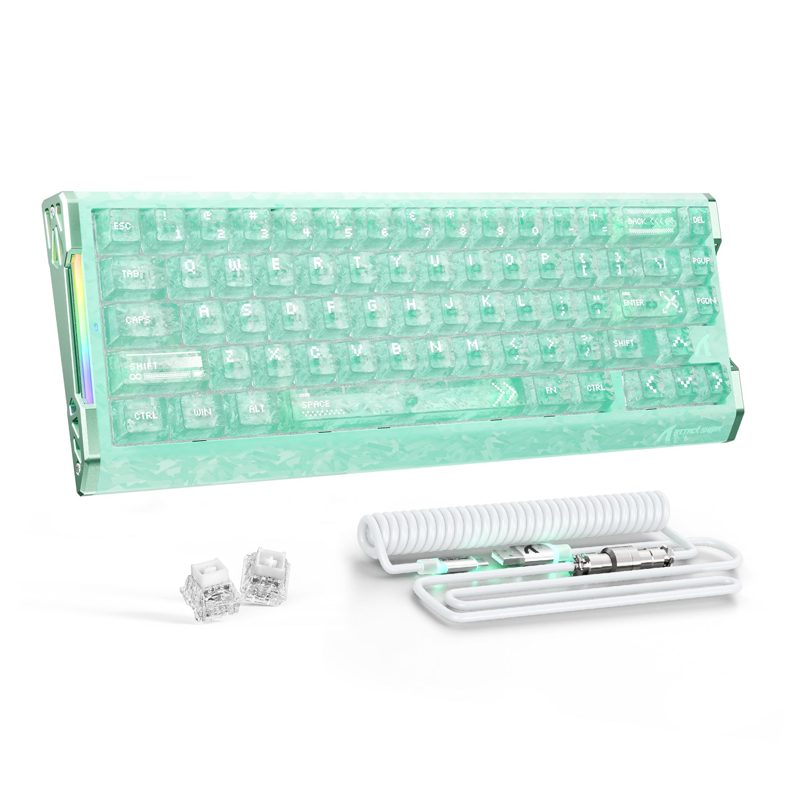 ATTACK SHARK R68 HE 카본 파이버 유선 래피드 트리거 마그네틱 스위치 키보드 (C01 울트라 RGB 코일드 케이블 포함)