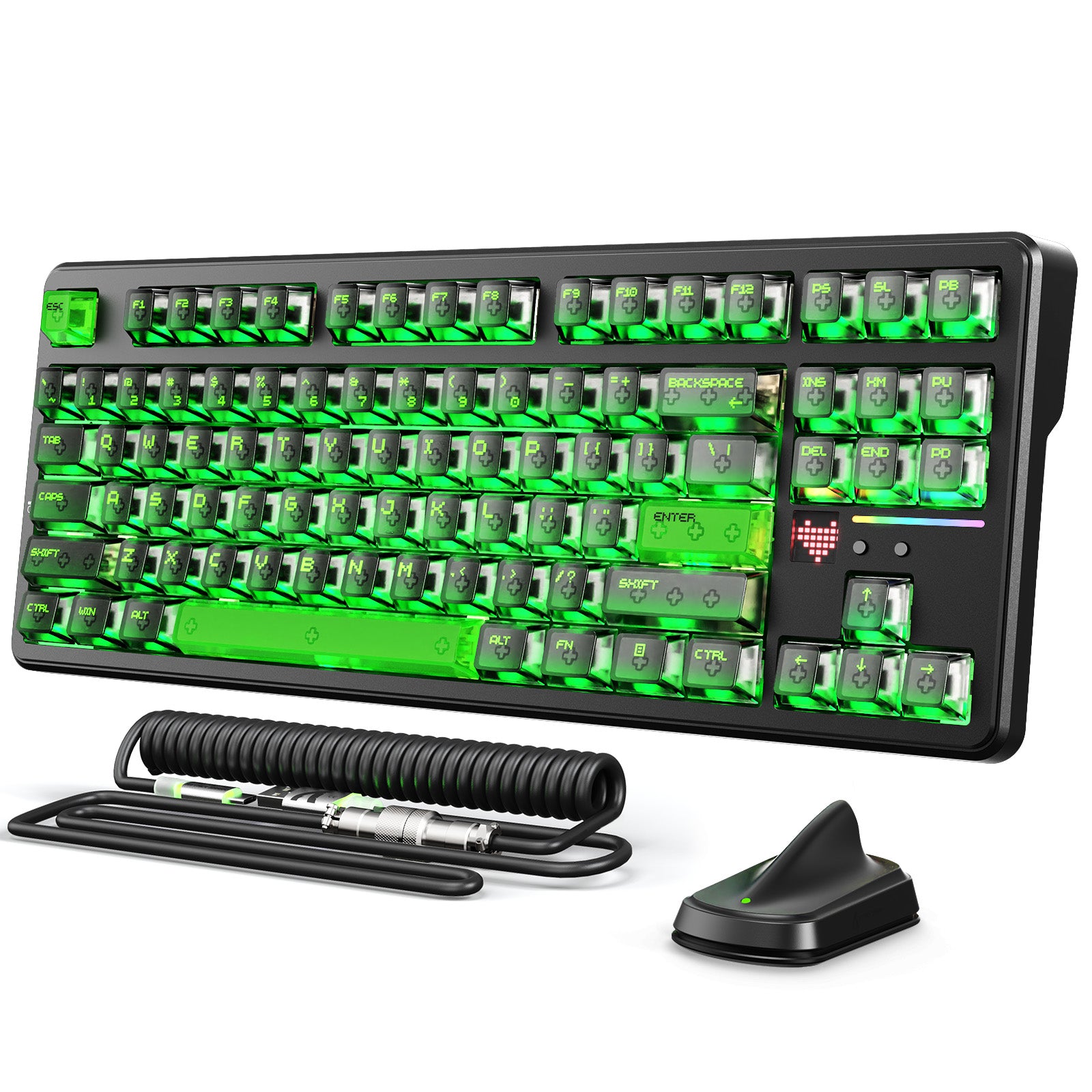 ATTACK SHARK X87 ULTRA 무선 게이밍 키보드 8KHz 수신기 및 RGB 코일 케이블 포함