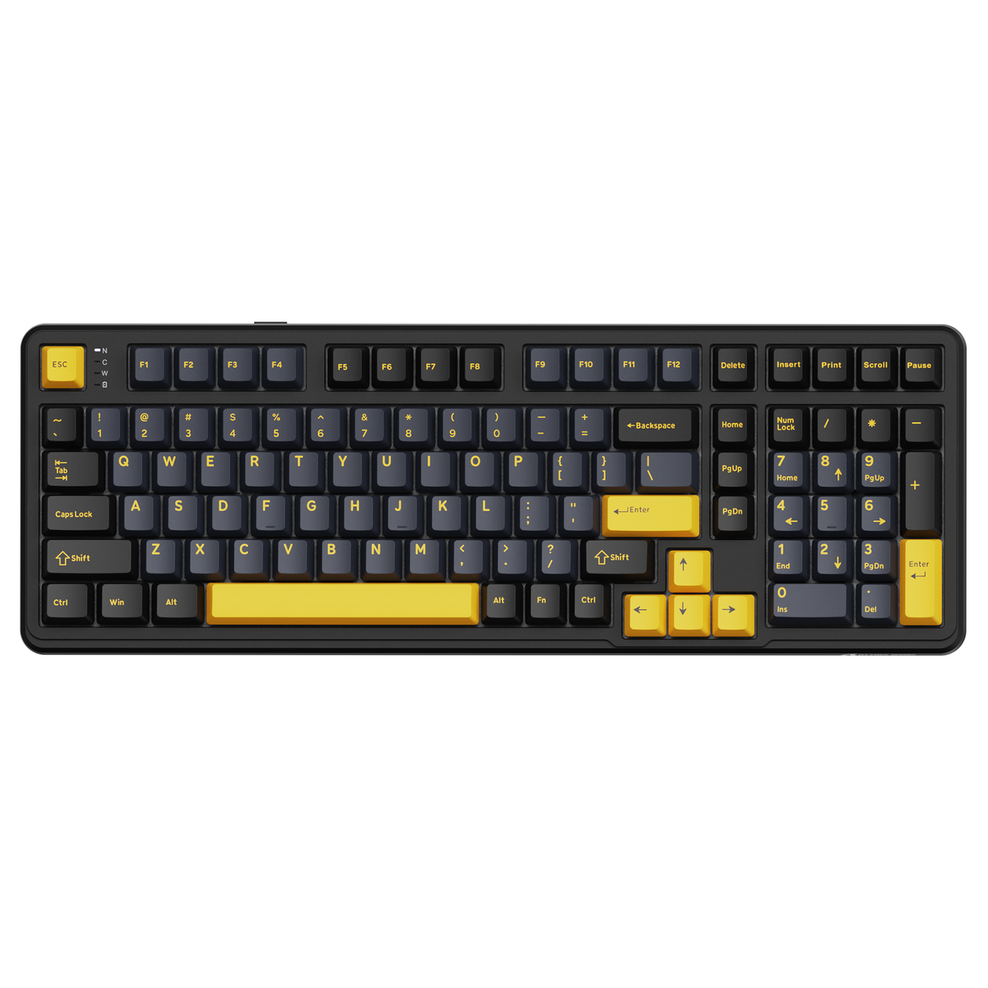A full-size wireless mechanical gaming keyboard shown in a broad desk setup for evaluating overall layout and everyday use.