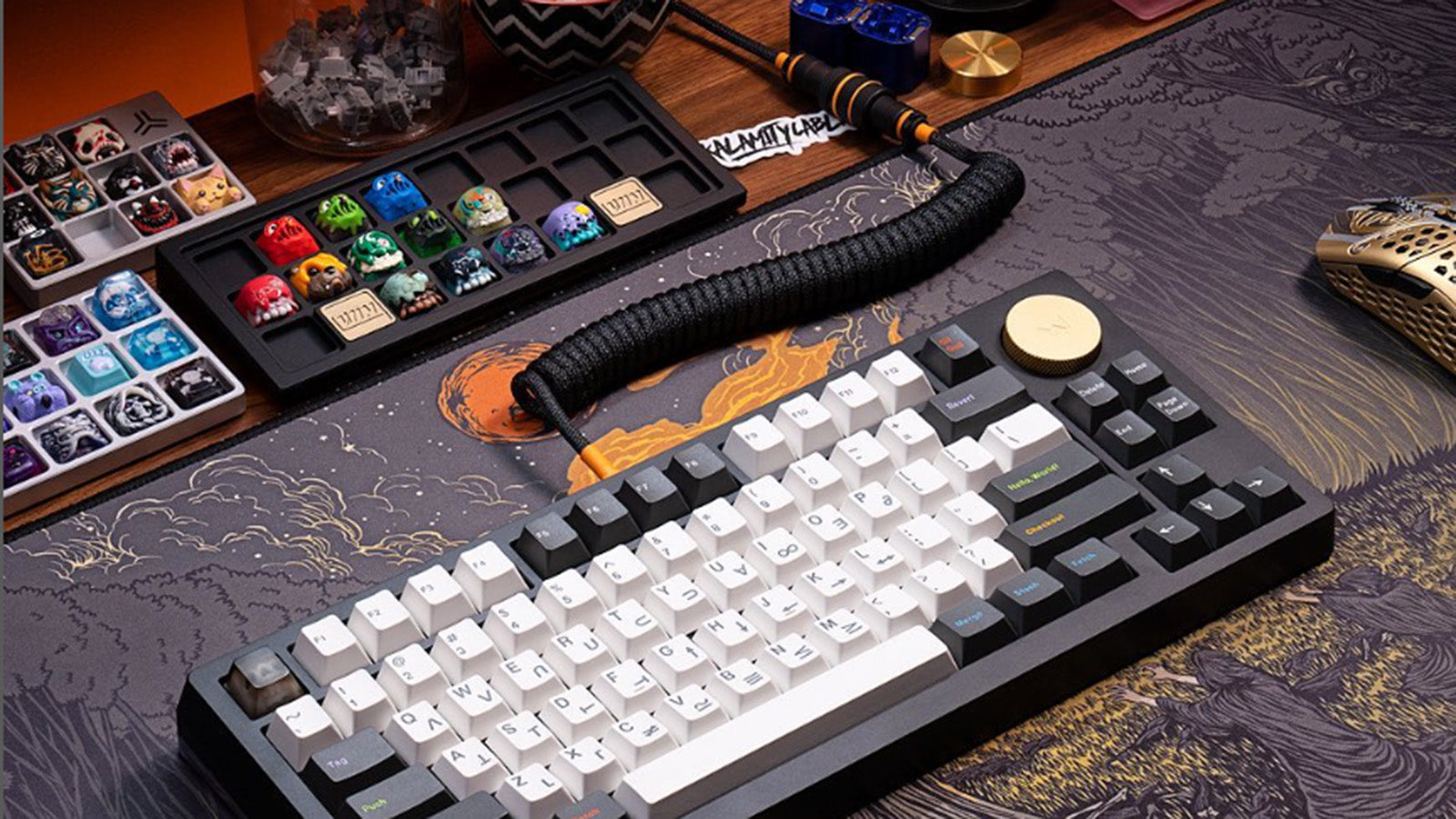 A cool mechanical keyboard on the table