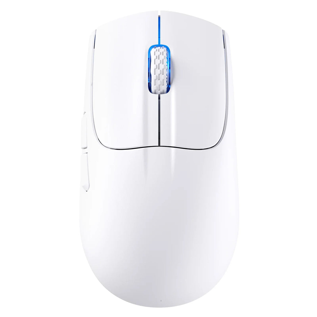 ATTACK SHARK wireless gaming mouse arranged on a gaming desk with a keyboard and monitor in the background