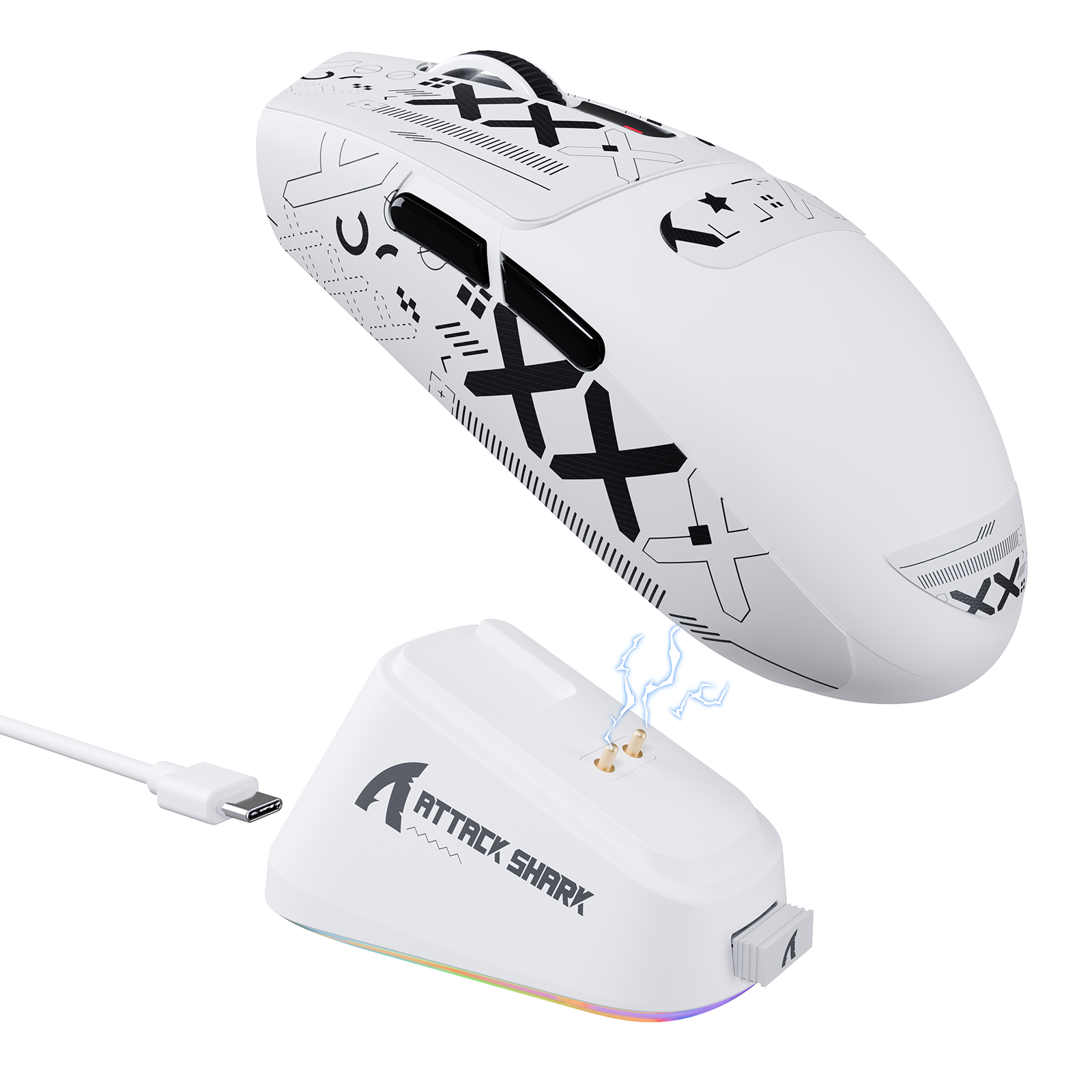 ATTACK SHARK G3PRO Kabellose Tri-Mode-Gaming-Maus mit Ladestation, 25.000 DPI, ultraleicht