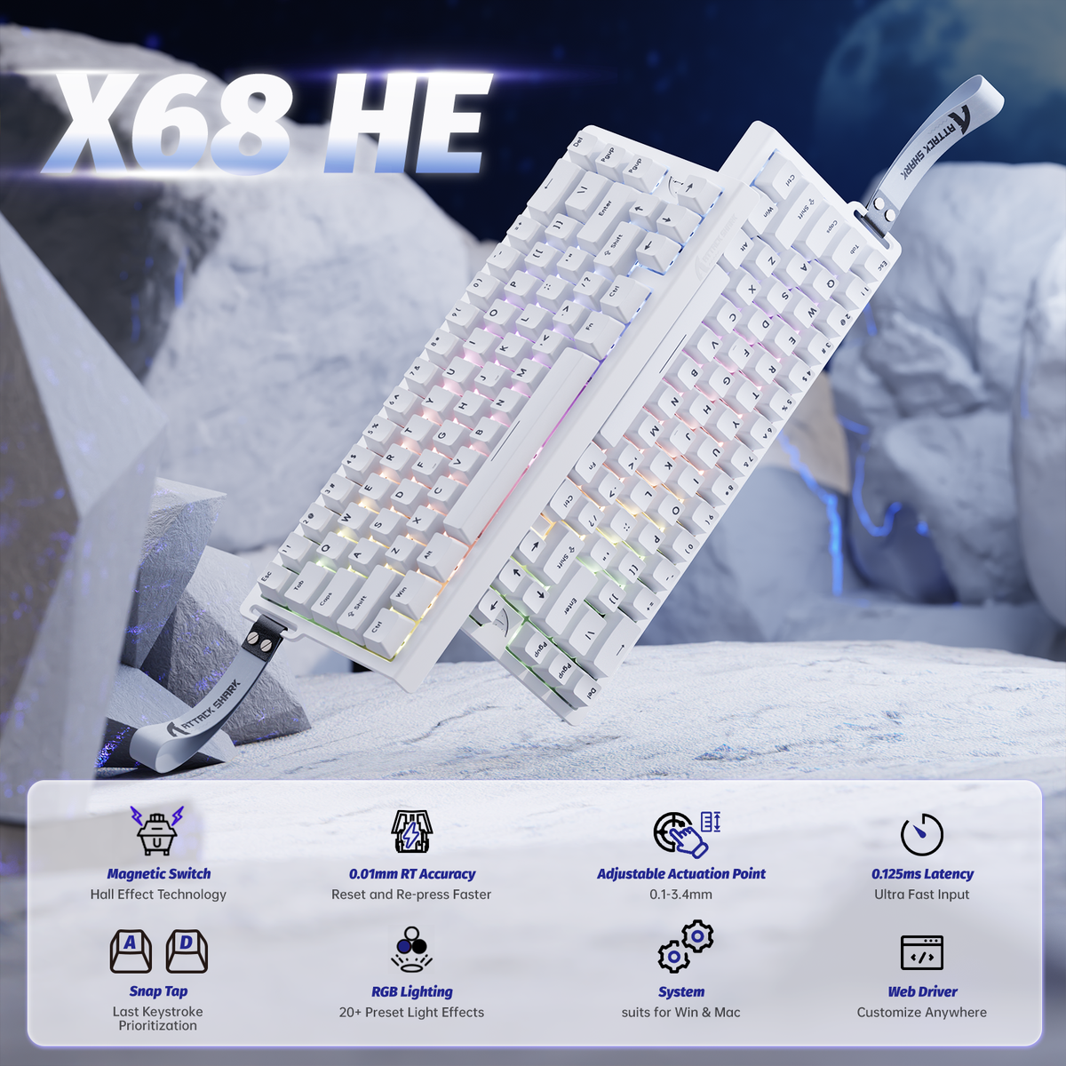 ATTACK SHARK X68 HE Tastiera Rapid Trigger con Switch Magnetico