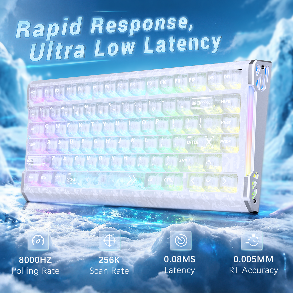 ATTACK SHARK R86 HE Carbon Fiber Wired Rapid Trigger Magnetic Switch Gaming Keyboard with C01 ULTRA RGB Coiled Cable