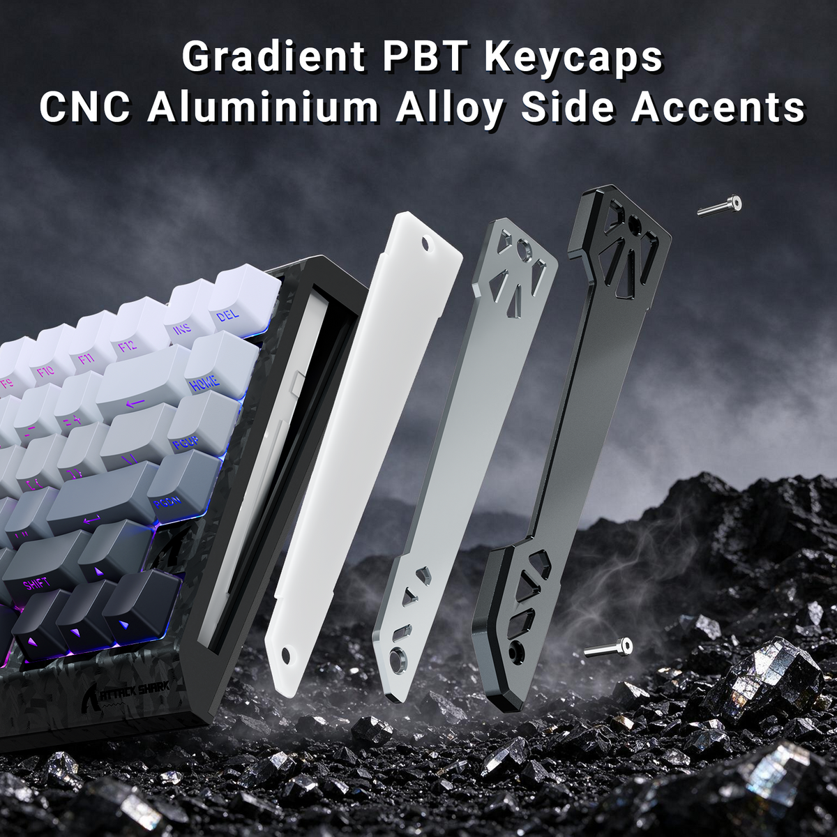 ATTACK SHARK R86 HE Carbon Fiber Wired Rapid Trigger Magnetic Switch Gaming Keyboard with C01 ULTRA RGB Coiled Cable