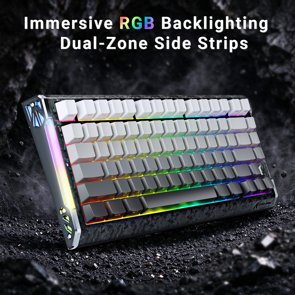 ATTACK SHARK R86 HE Carbon Fiber Wired Rapid Trigger Magnetic Switch Gaming Keyboard with C01 ULTRA RGB Coiled Cable